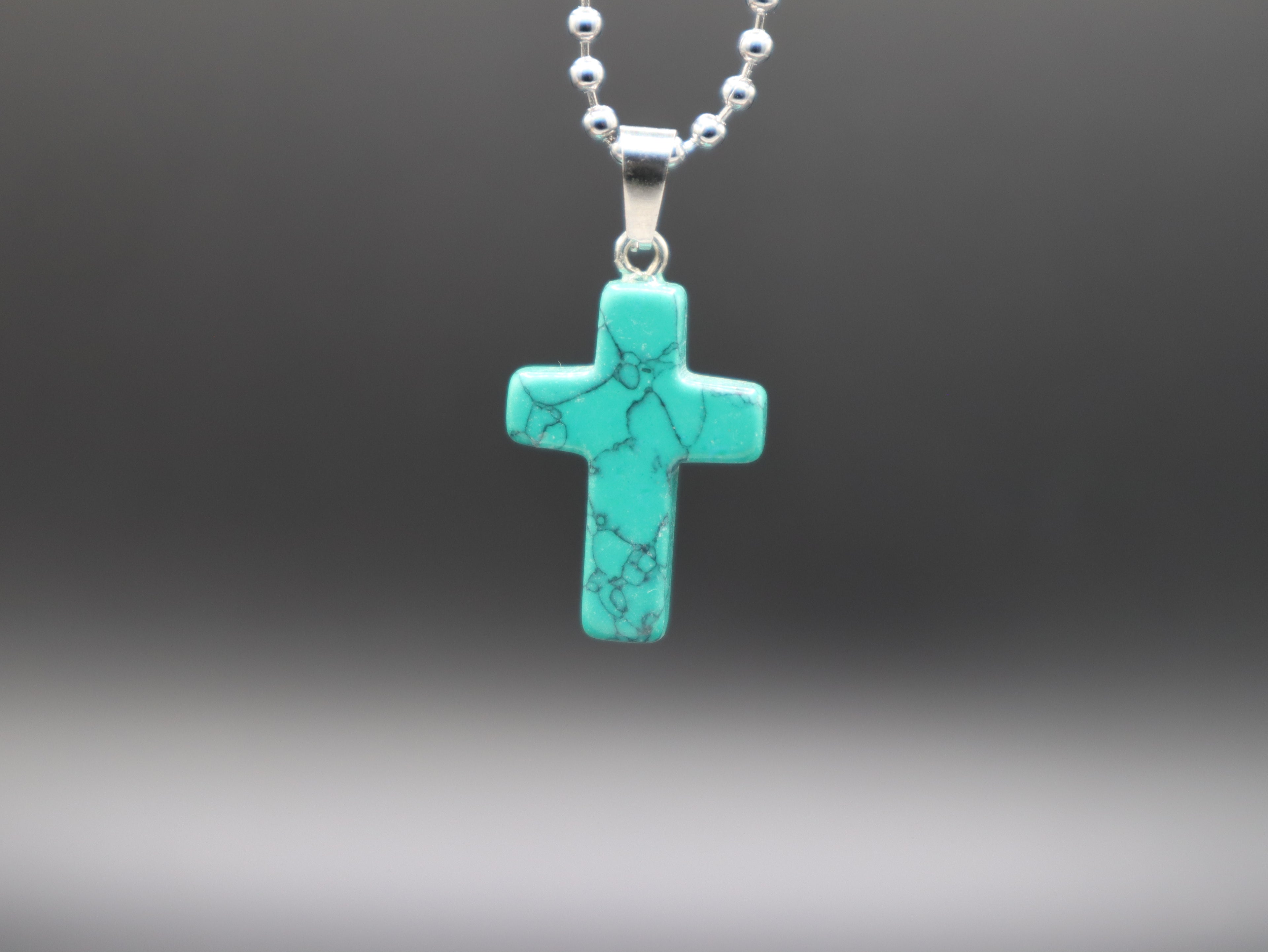 Cross Stone/Crystal Pendant Necklace