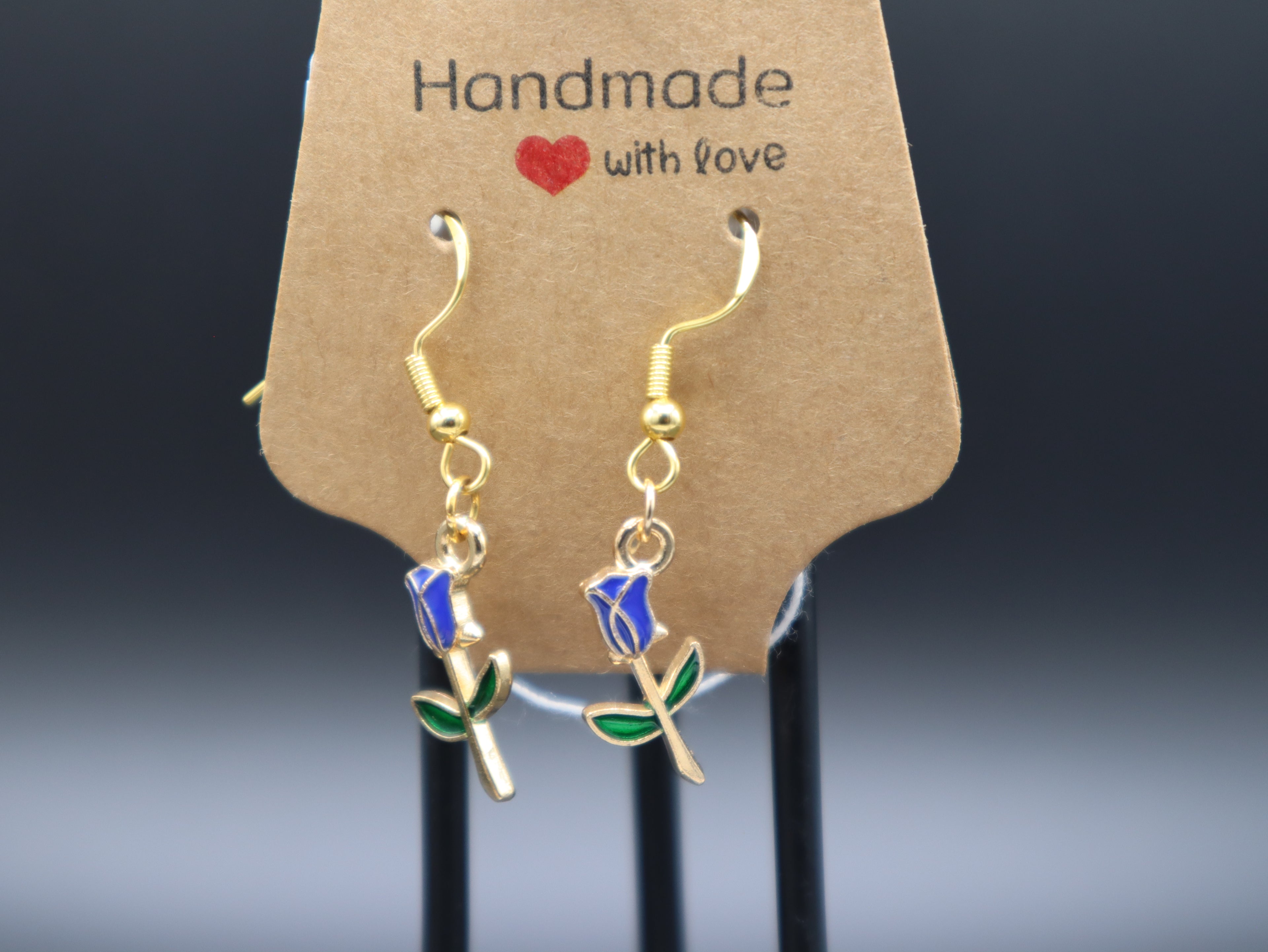 Rose with Stem Earrings (Hypo-Allergenic)