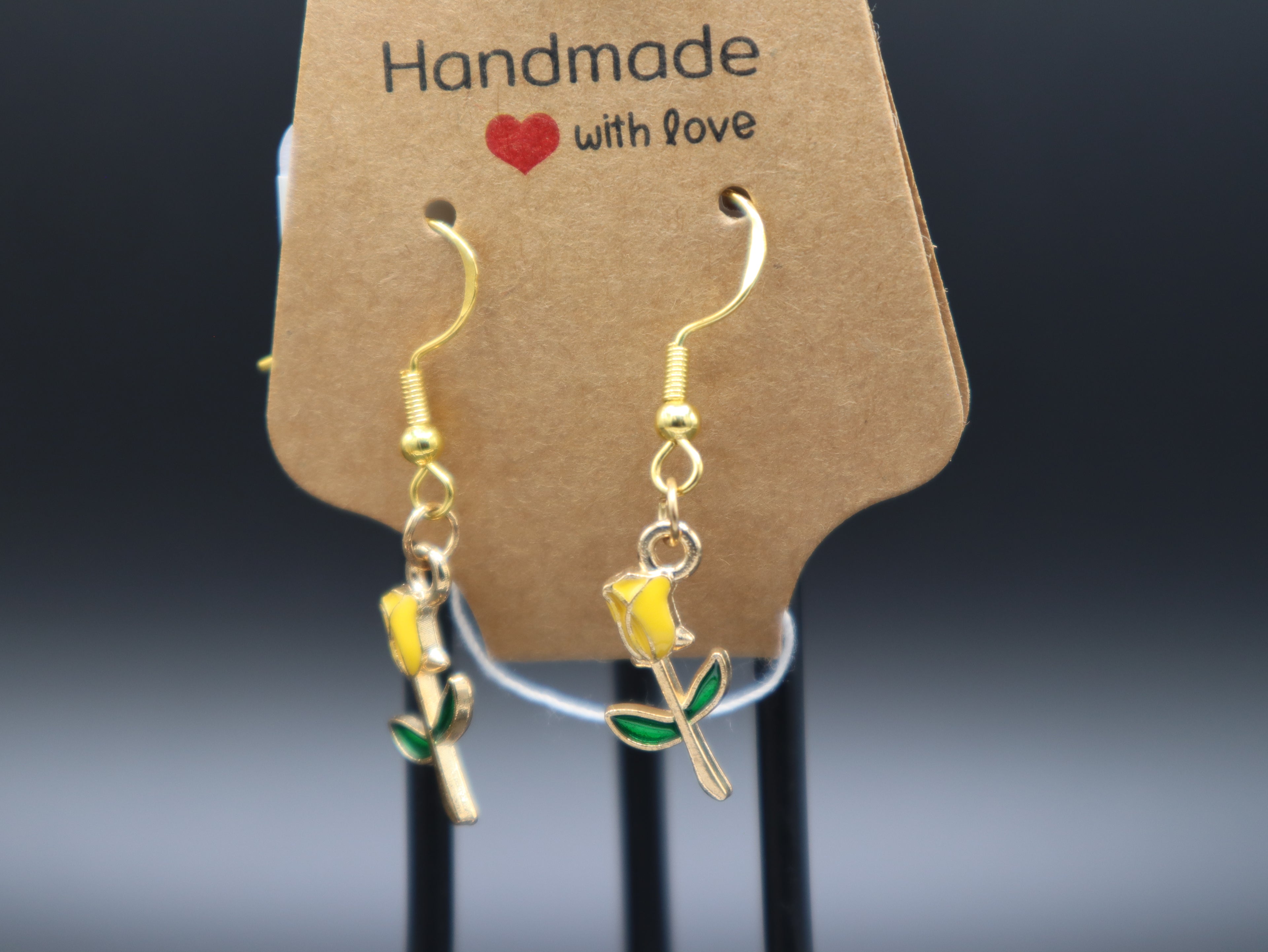 Rose with Stem Earrings (Hypo-Allergenic)