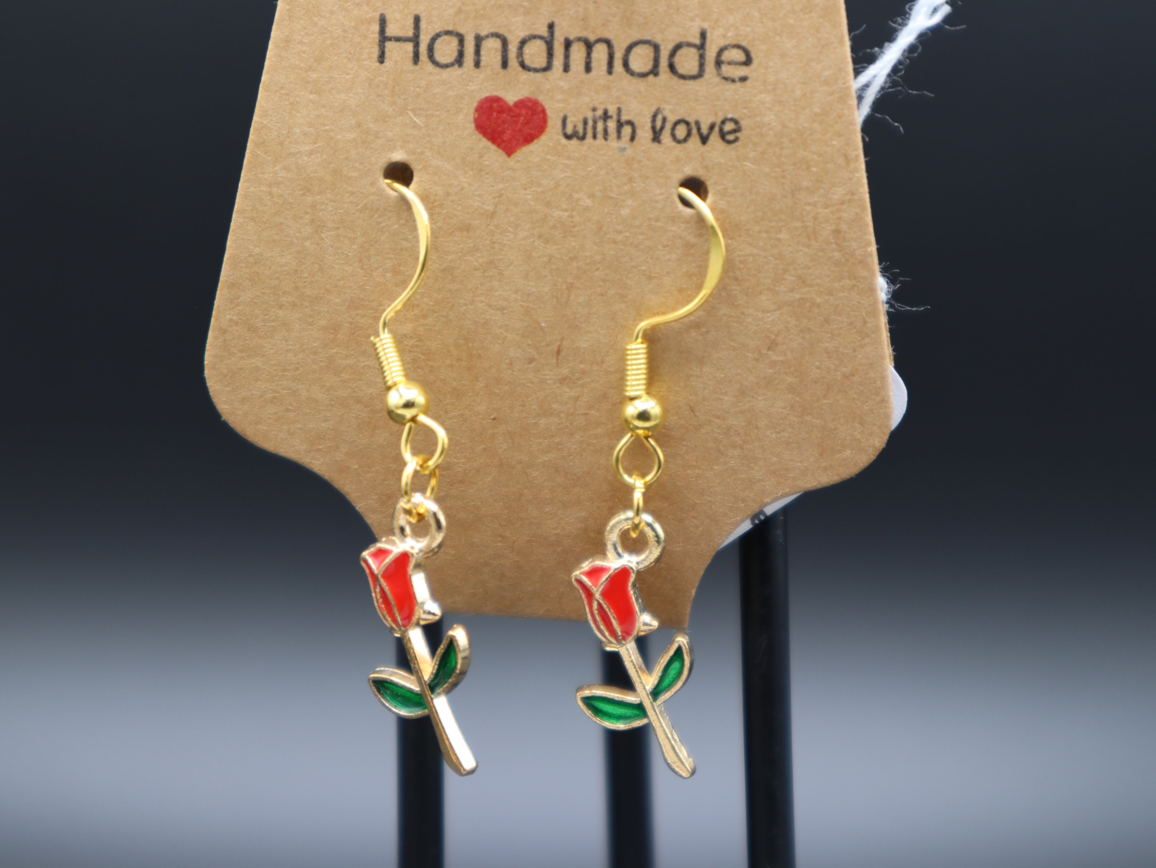 Rose with Stem Earrings (Hypo-Allergenic)