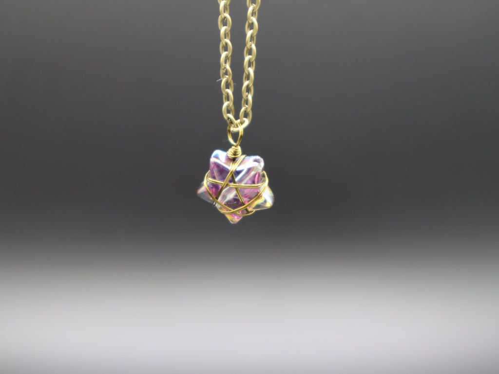 Wire Wrapped Star Pendant Glass Star Necklace