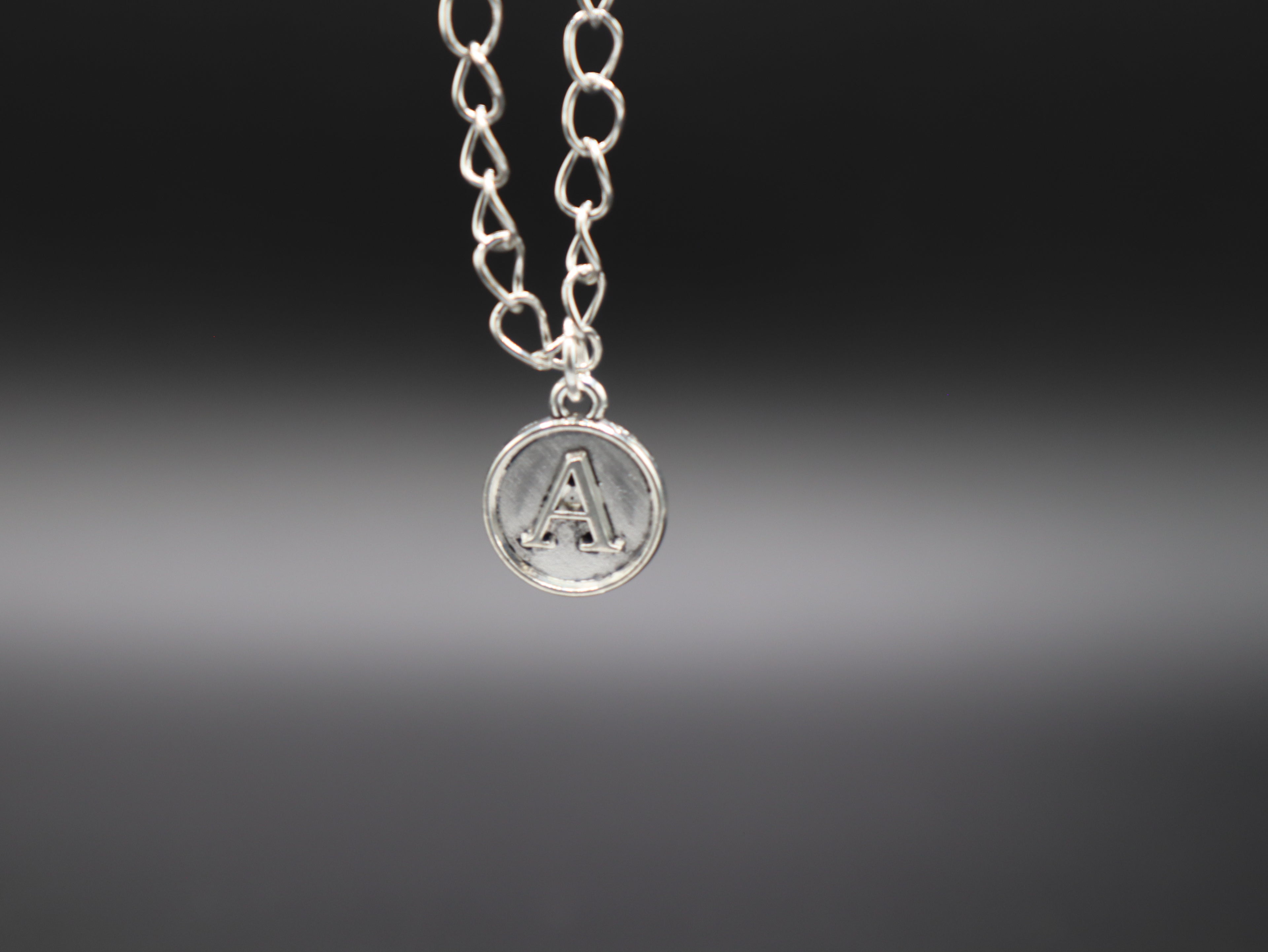 Personalized Initial Letter Pendant Necklaces (Silver)