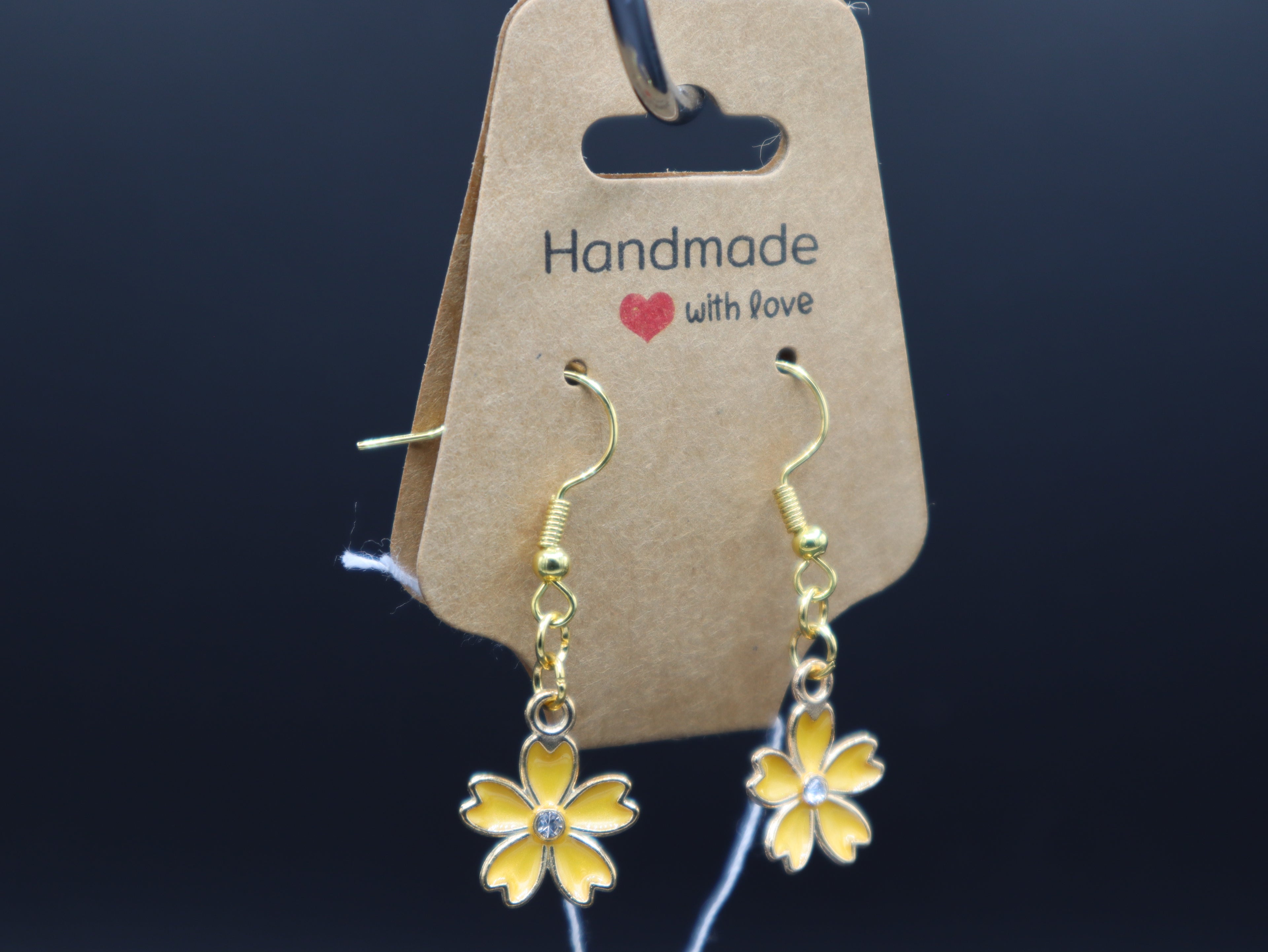 Cherry Blossom Flower with Rhinestone Earrings (Hypo-Allergenic)