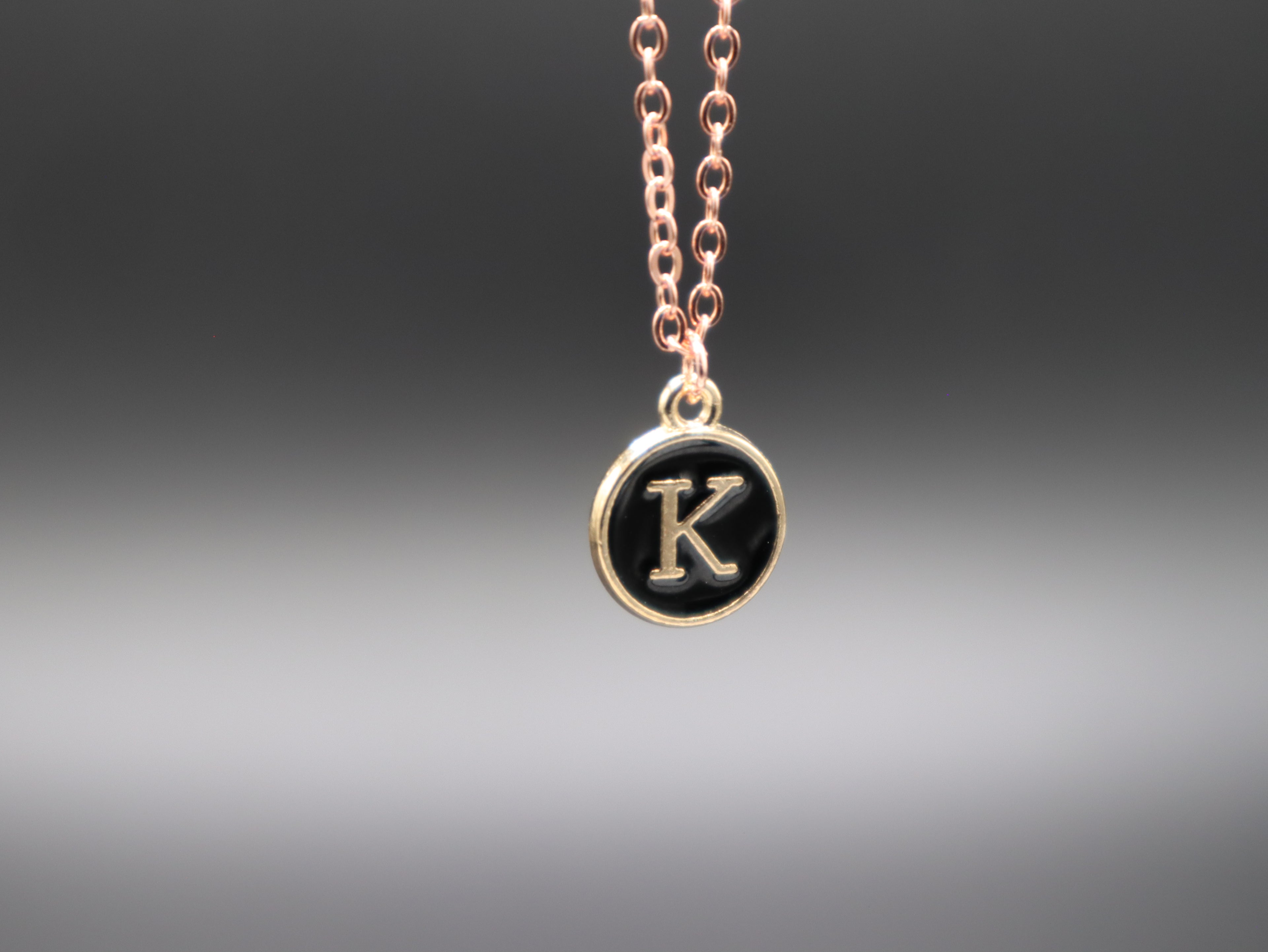 Personalized Initial Letter Pendant Necklaces (Rose Gold)