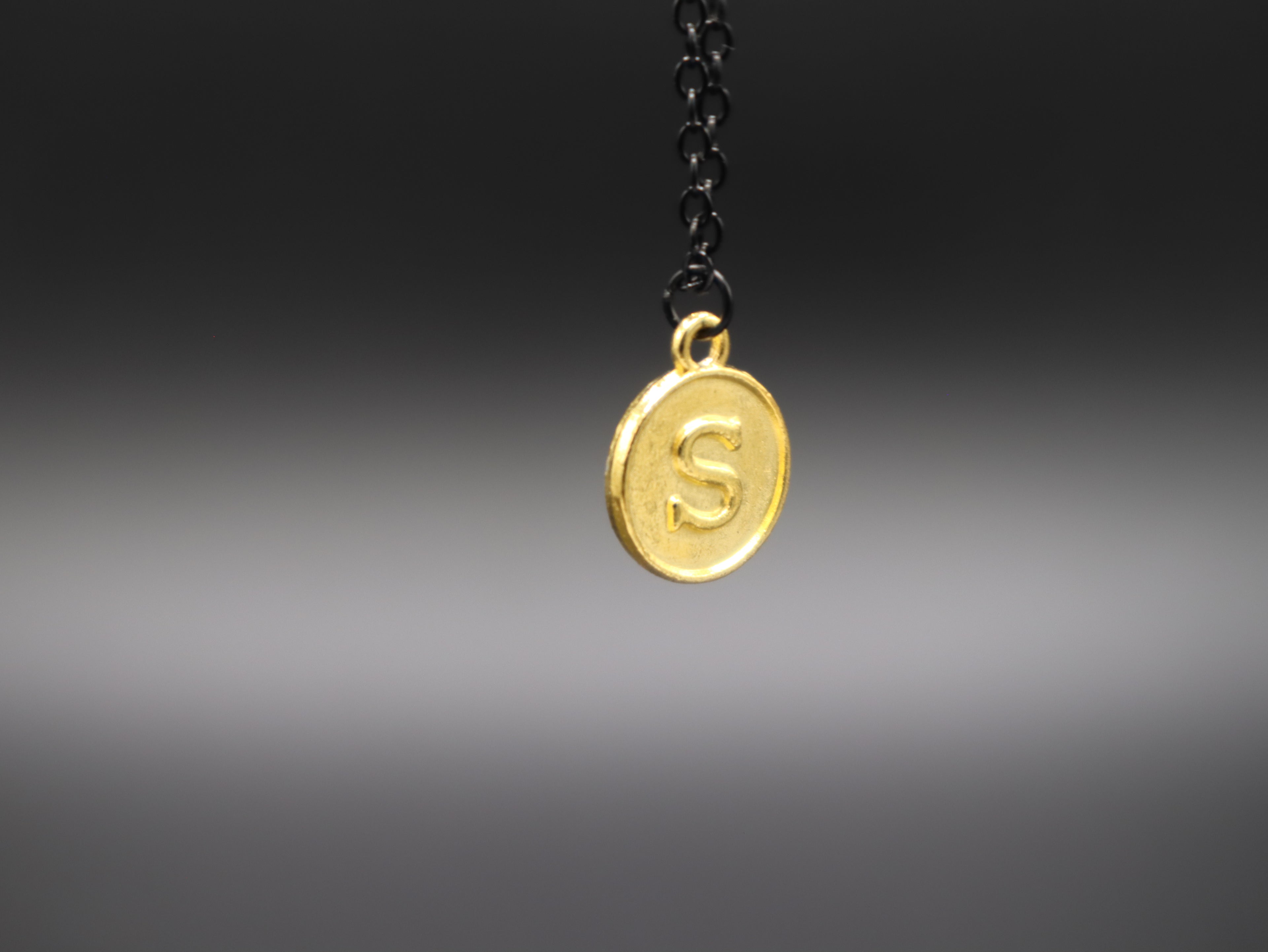 Personalized Initial Letter Pendant Necklaces (Black/Gold)