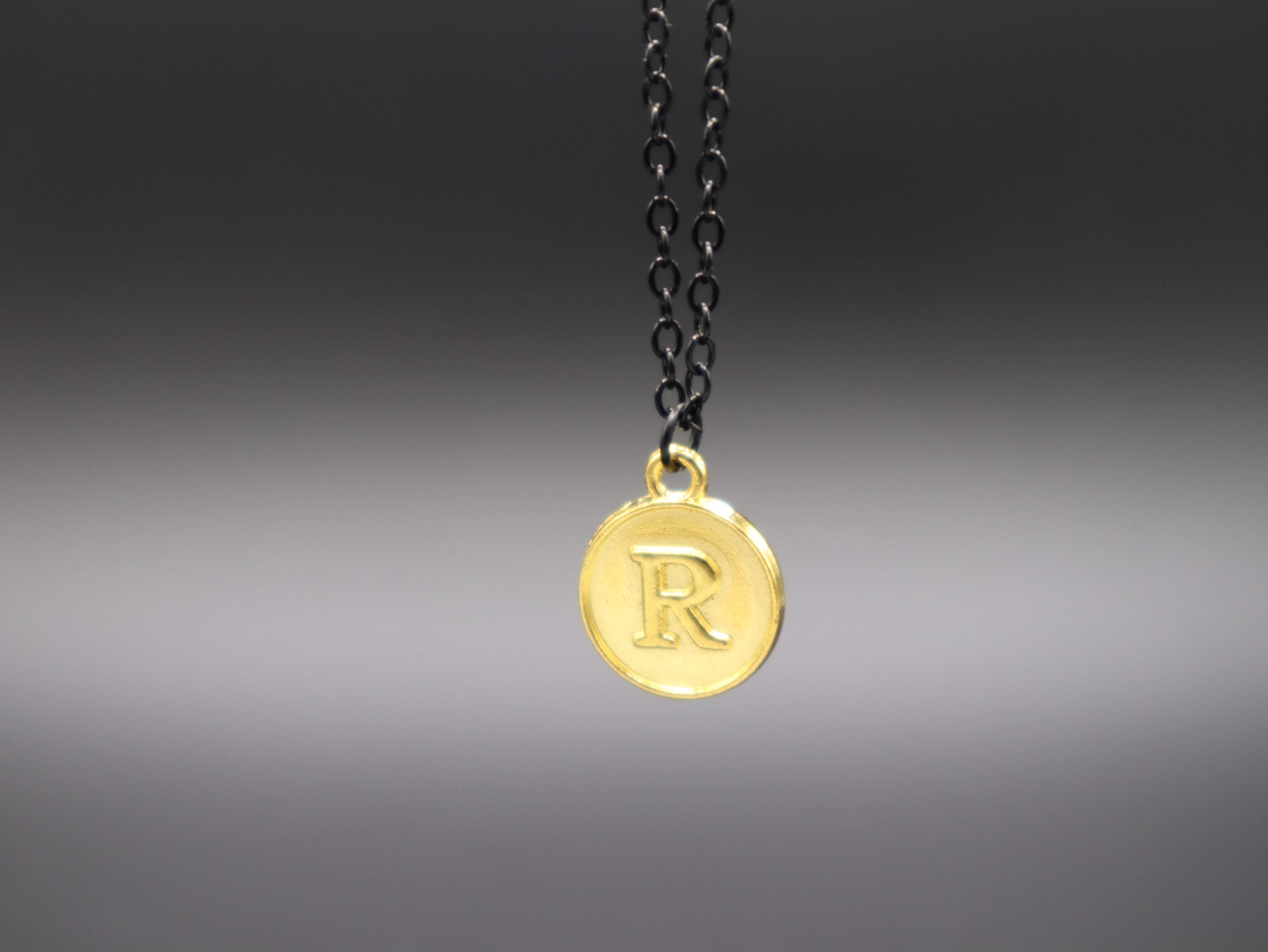 Personalized Initial Letter Pendant Necklaces (Black/Gold)