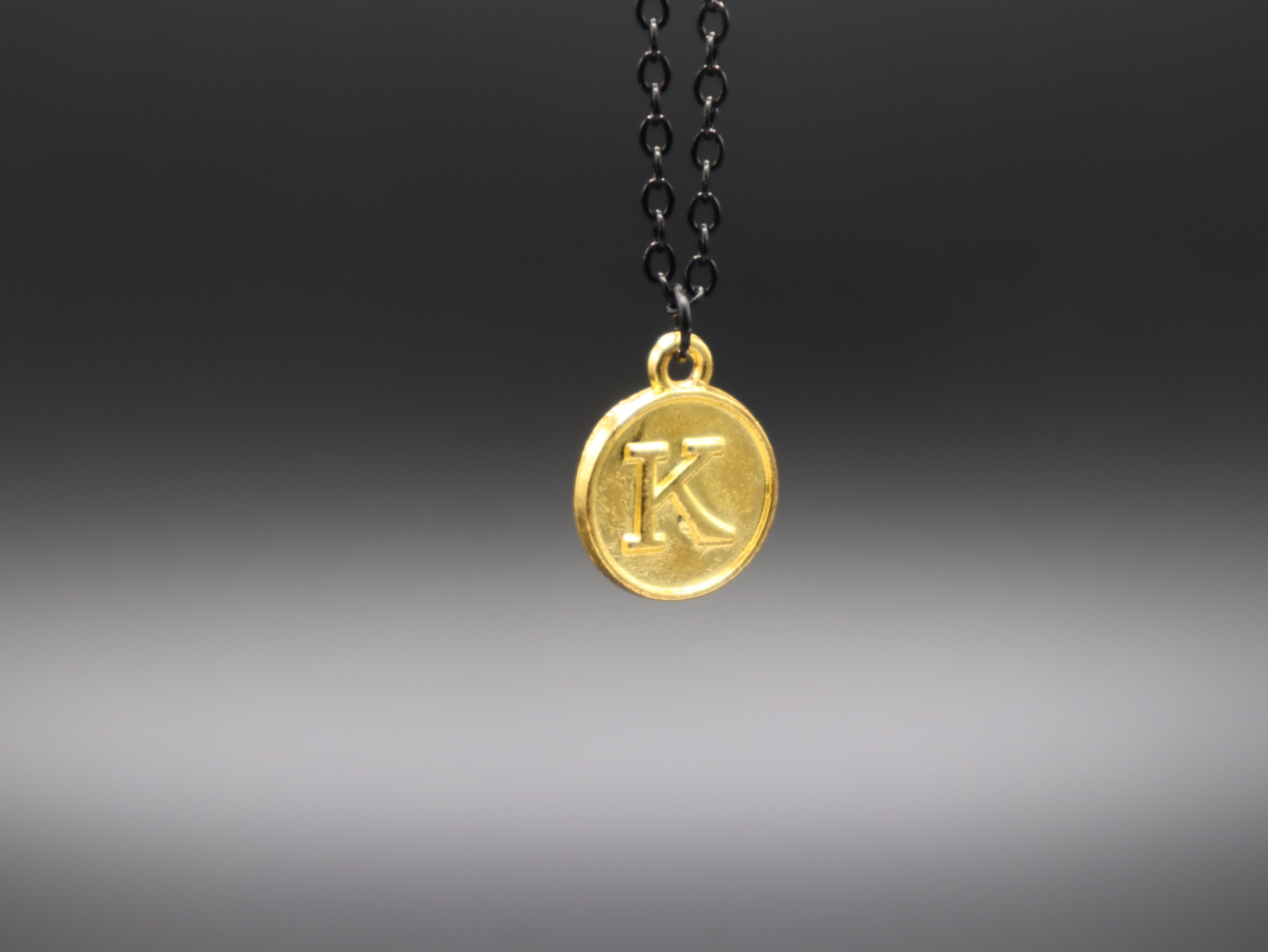Personalized Initial Letter Pendant Necklaces (Black/Gold)