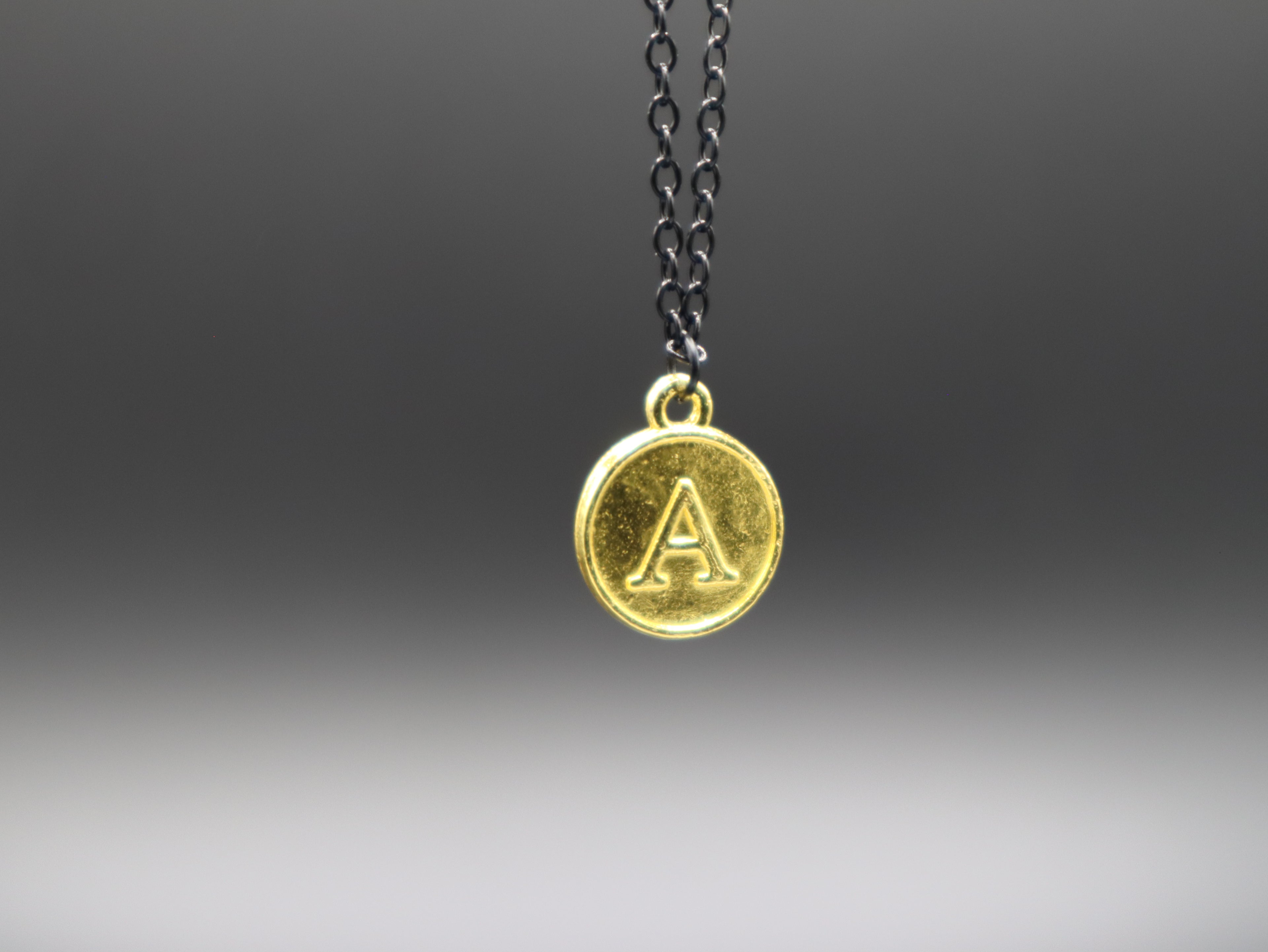 Personalized Initial Letter Pendant Necklaces (Black/Gold)