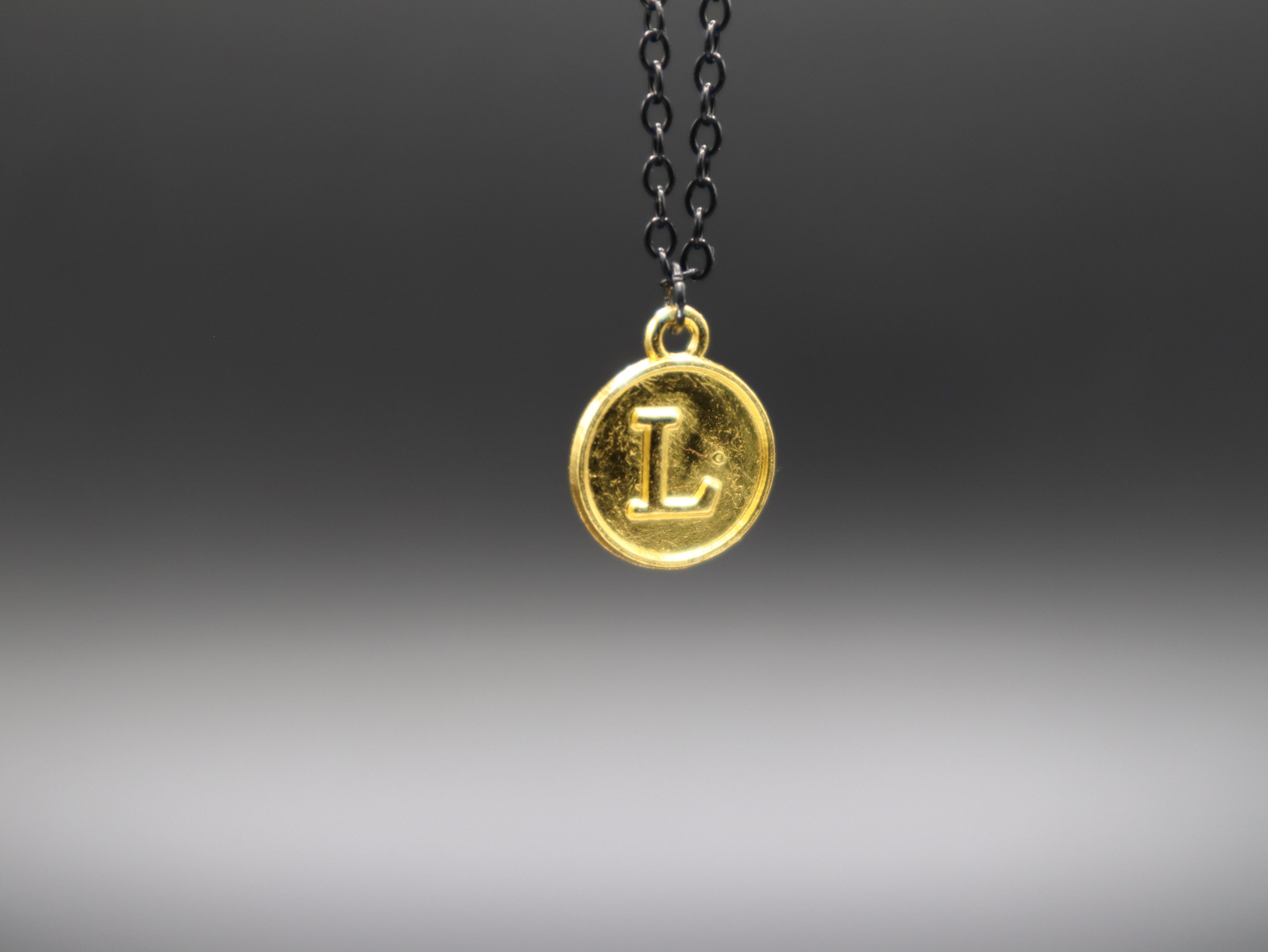 Personalized Initial Letter Pendant Necklaces (Black/Gold)