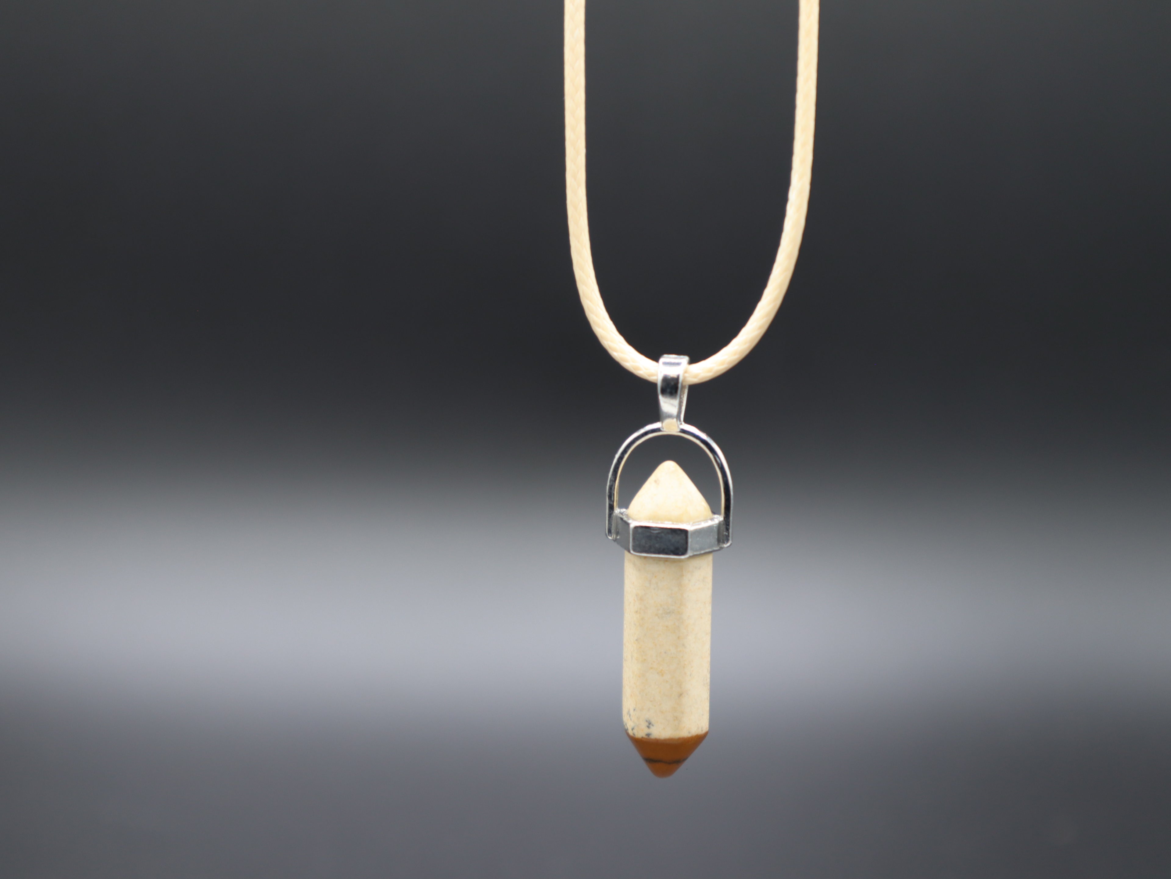 Healing Crystal/Stone Hexagon Pendant Wax Leather Cord Necklace