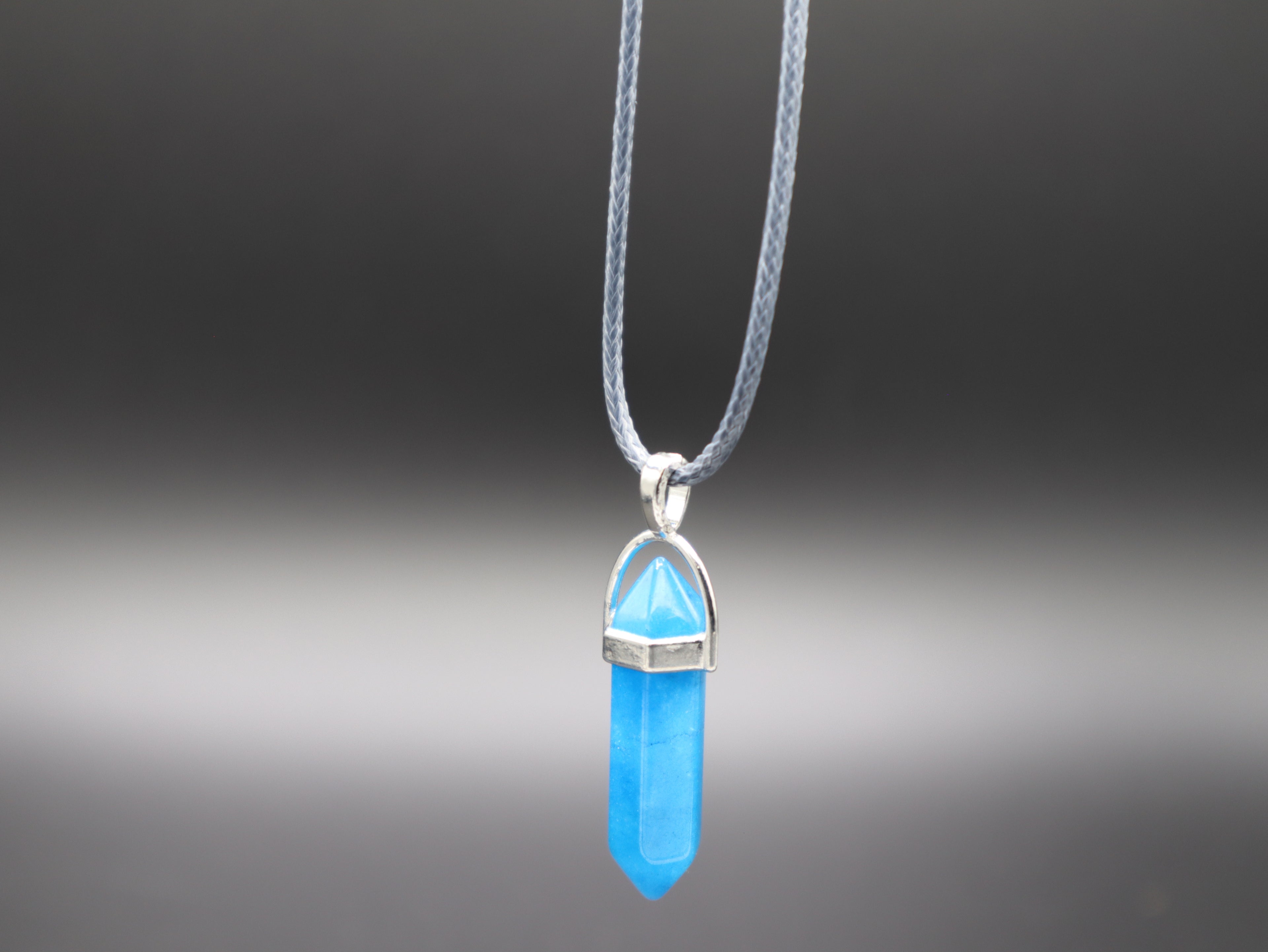 Healing Crystal/Stone Hexagon Pendant Wax Leather Cord Necklace