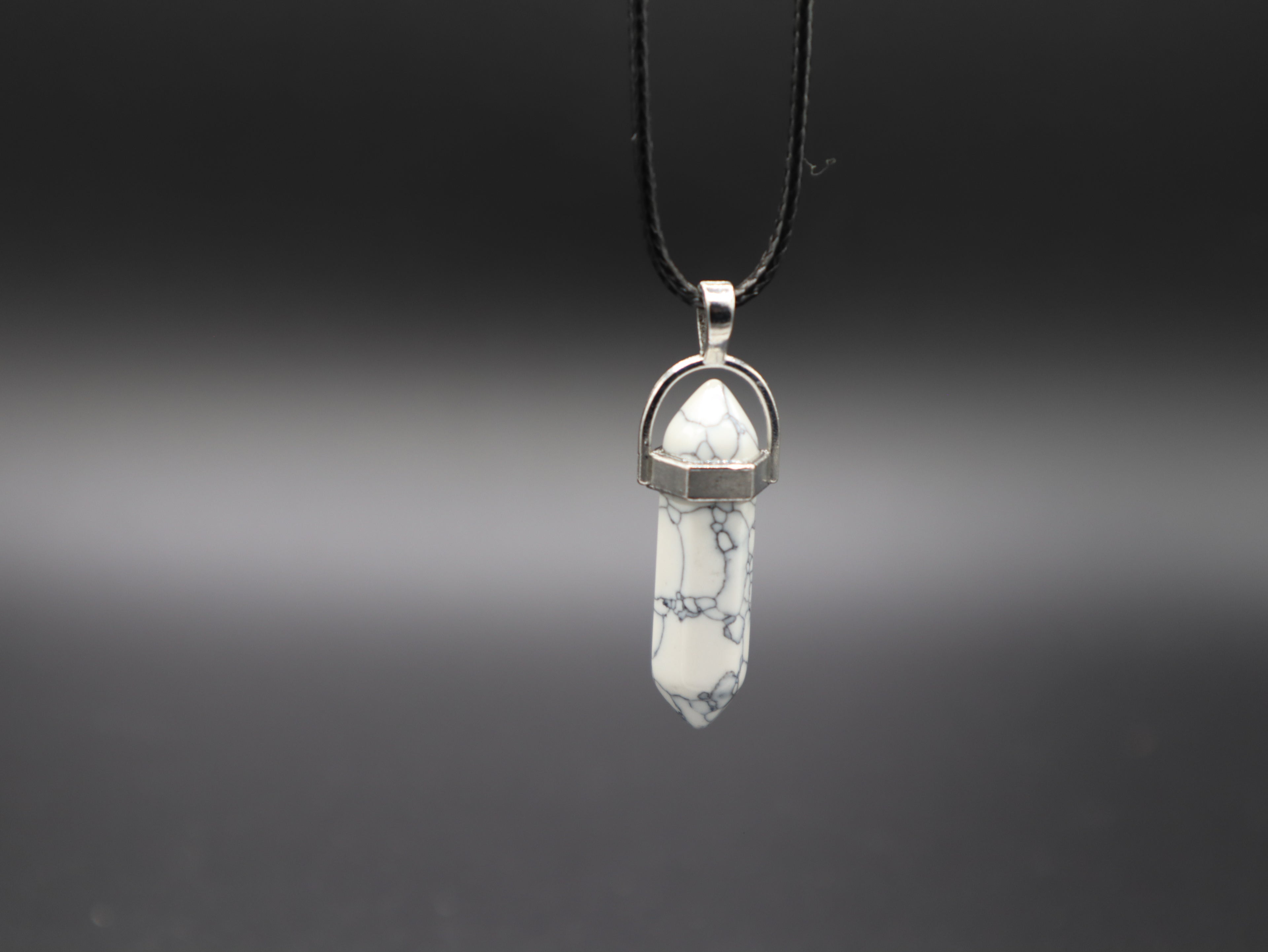 Healing Crystal/Stone Hexagon Pendant Wax Leather Cord Necklace