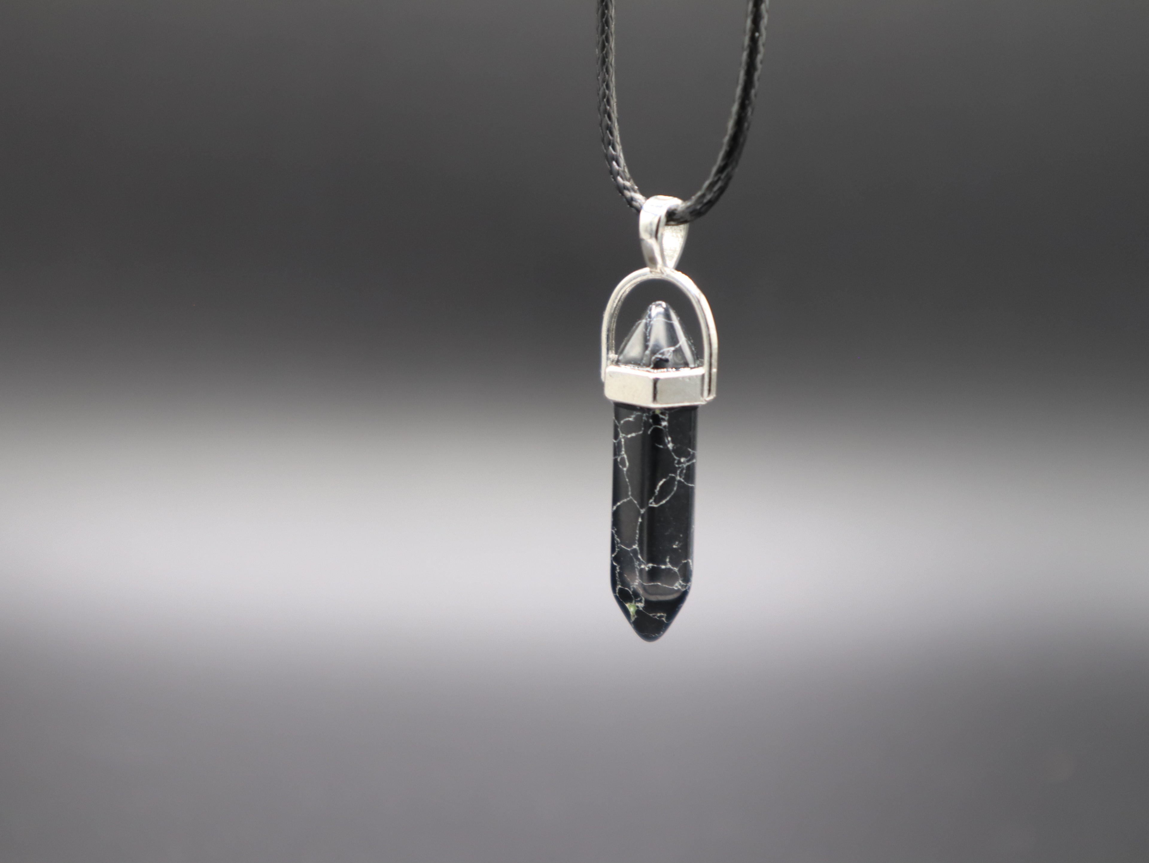 Healing Crystal/Stone Hexagon Pendant Wax Leather Cord Necklace