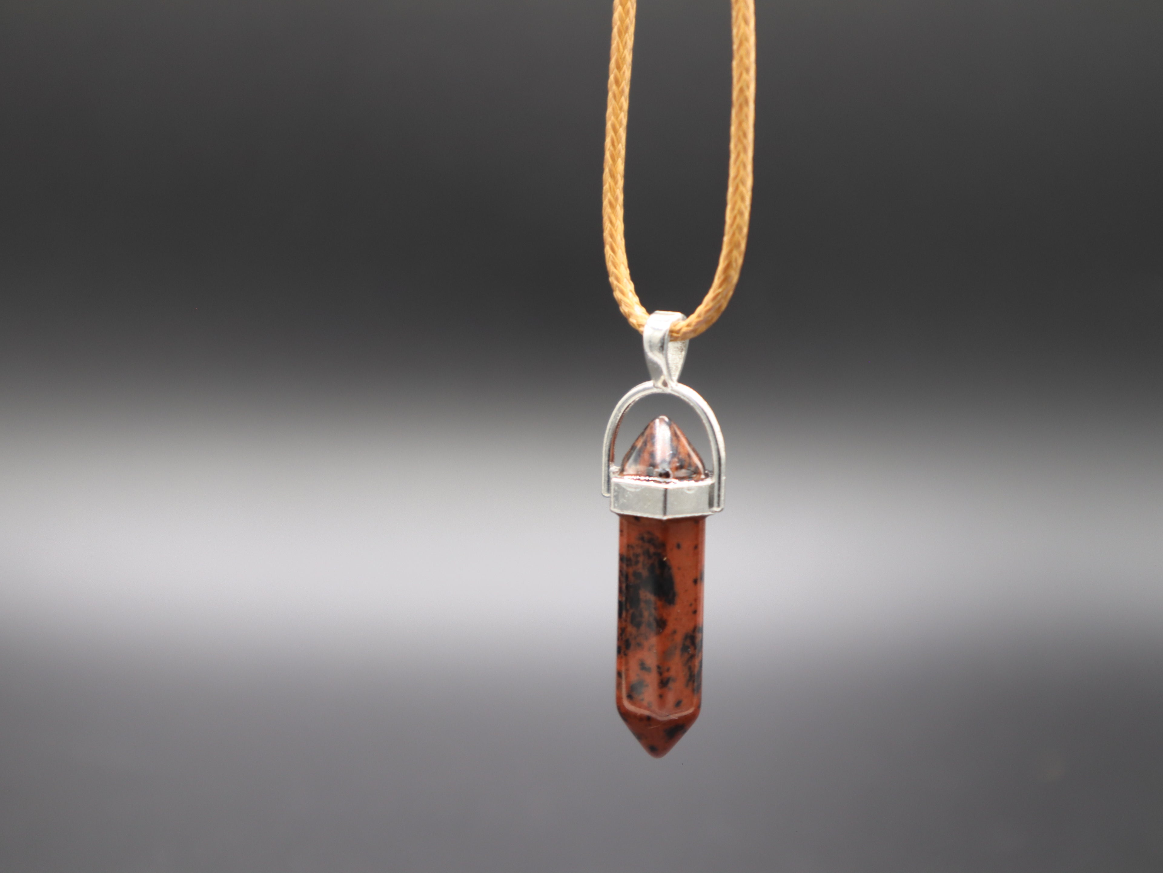 Healing Crystal/Stone Hexagon Pendant Wax Leather Cord Necklace