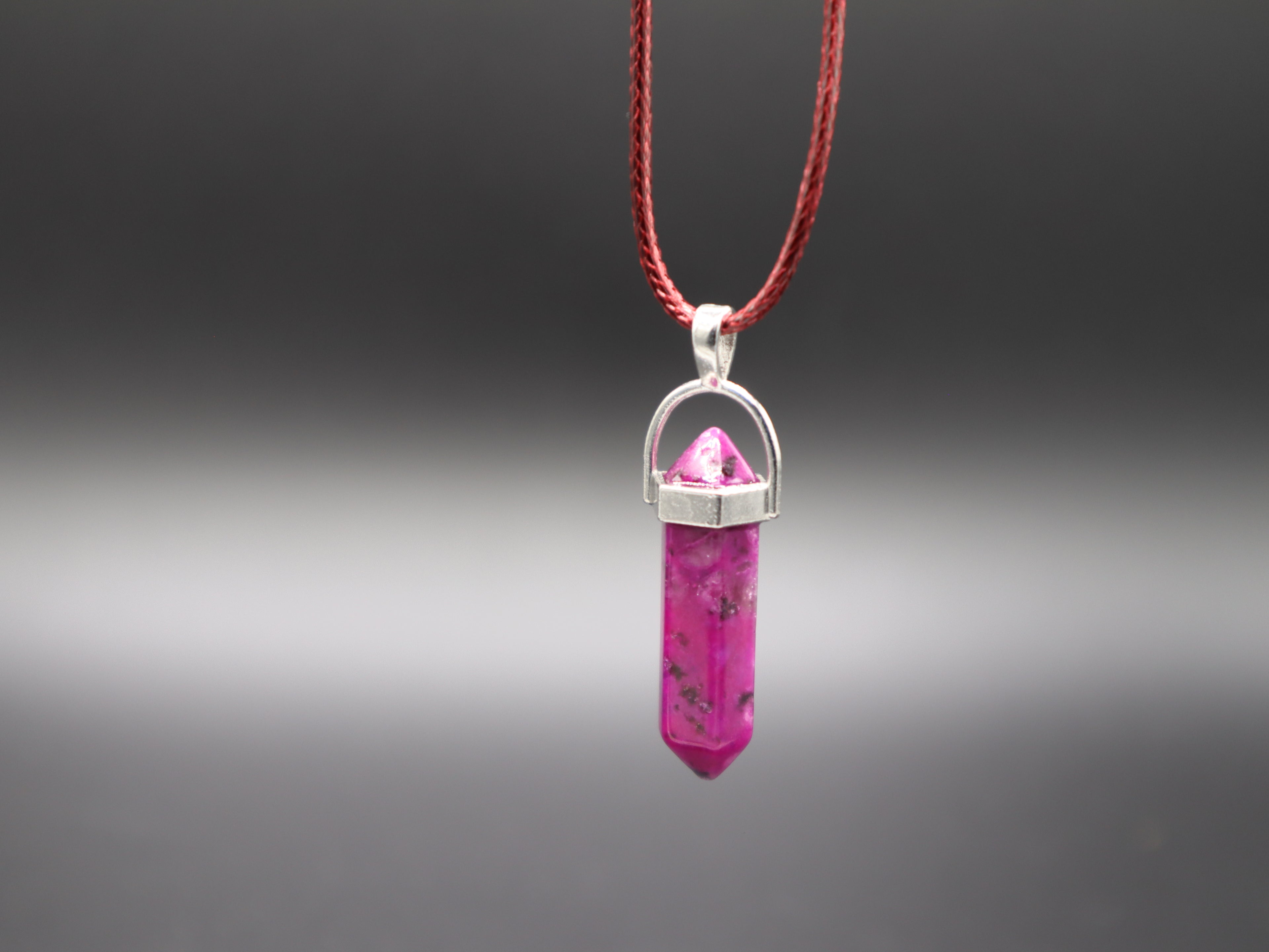 Healing Crystal/Stone Hexagon Pendant Wax Leather Cord Necklace
