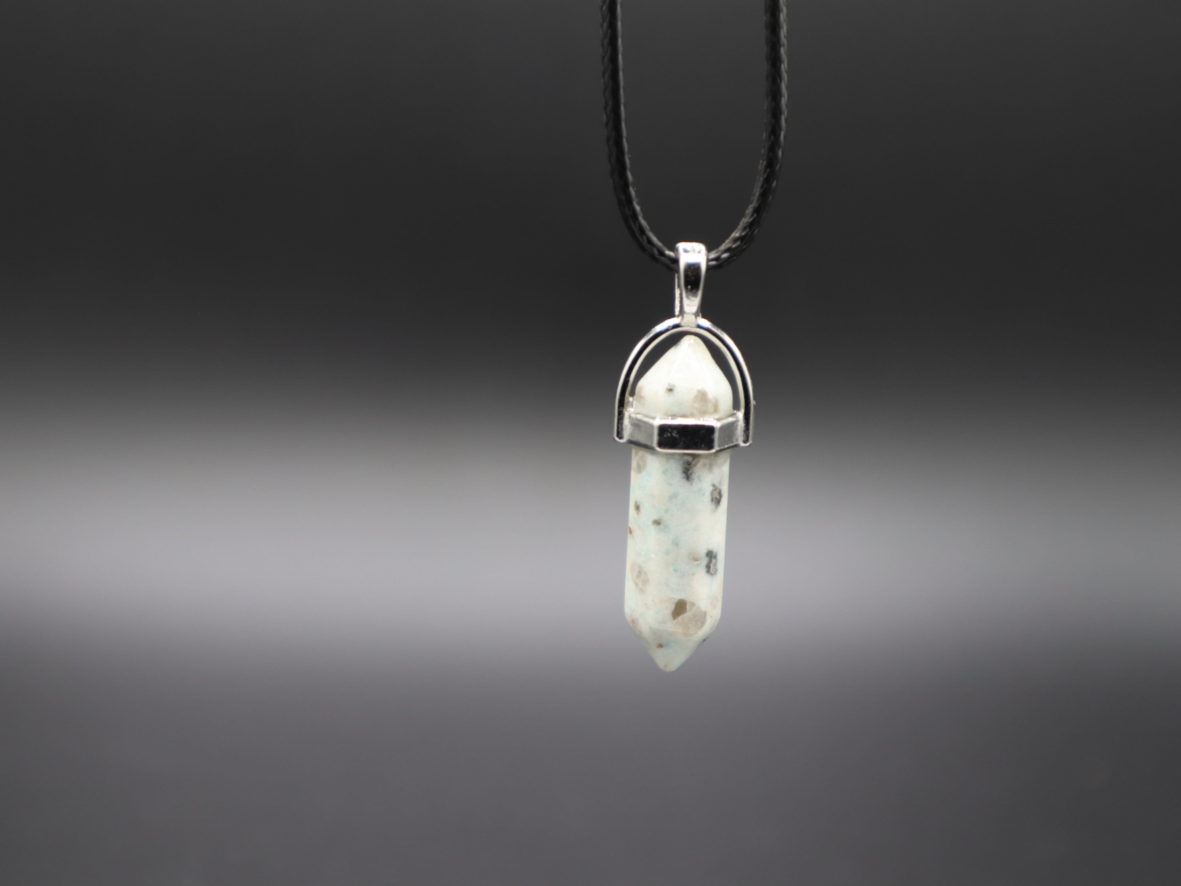 Healing Crystal/Stone Hexagon Pendant Wax Leather Cord Necklace