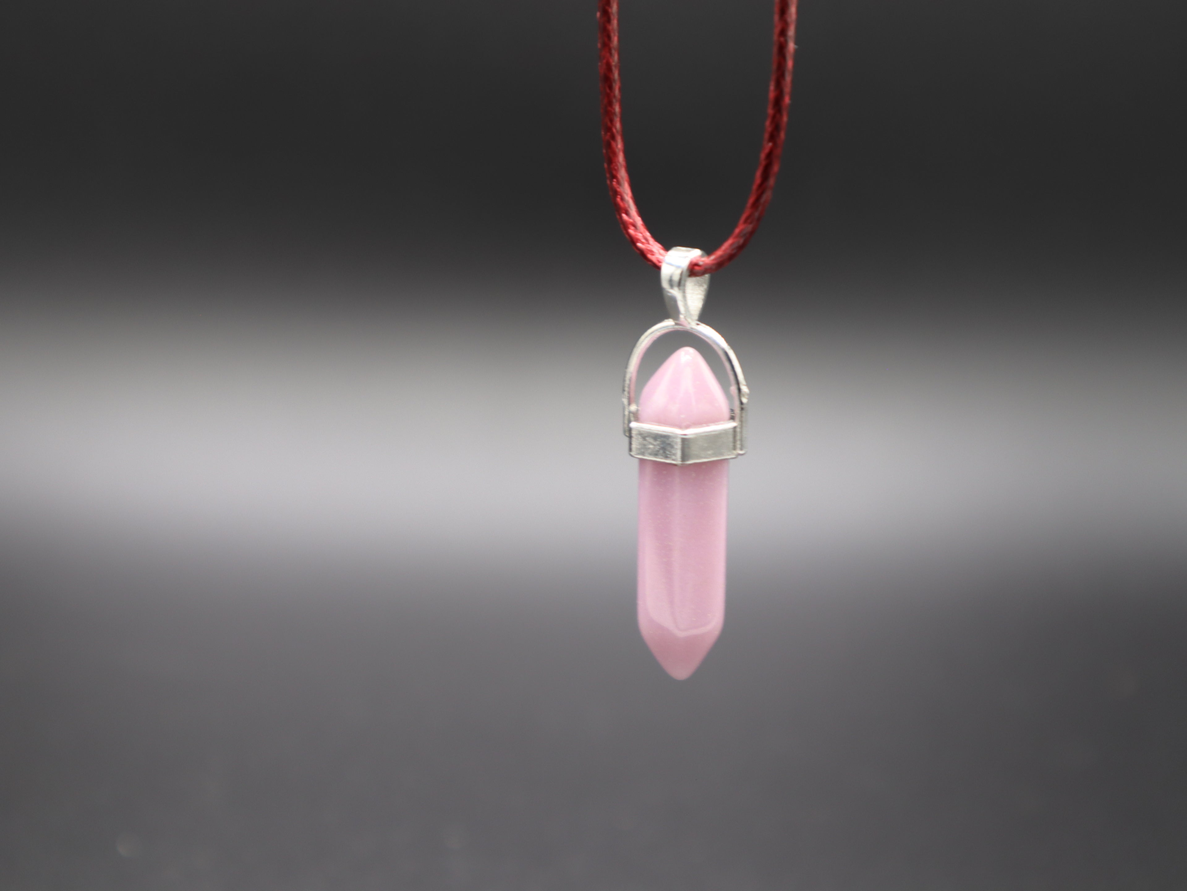 Healing Crystal/Stone Hexagon Pendant Wax Leather Cord Necklace