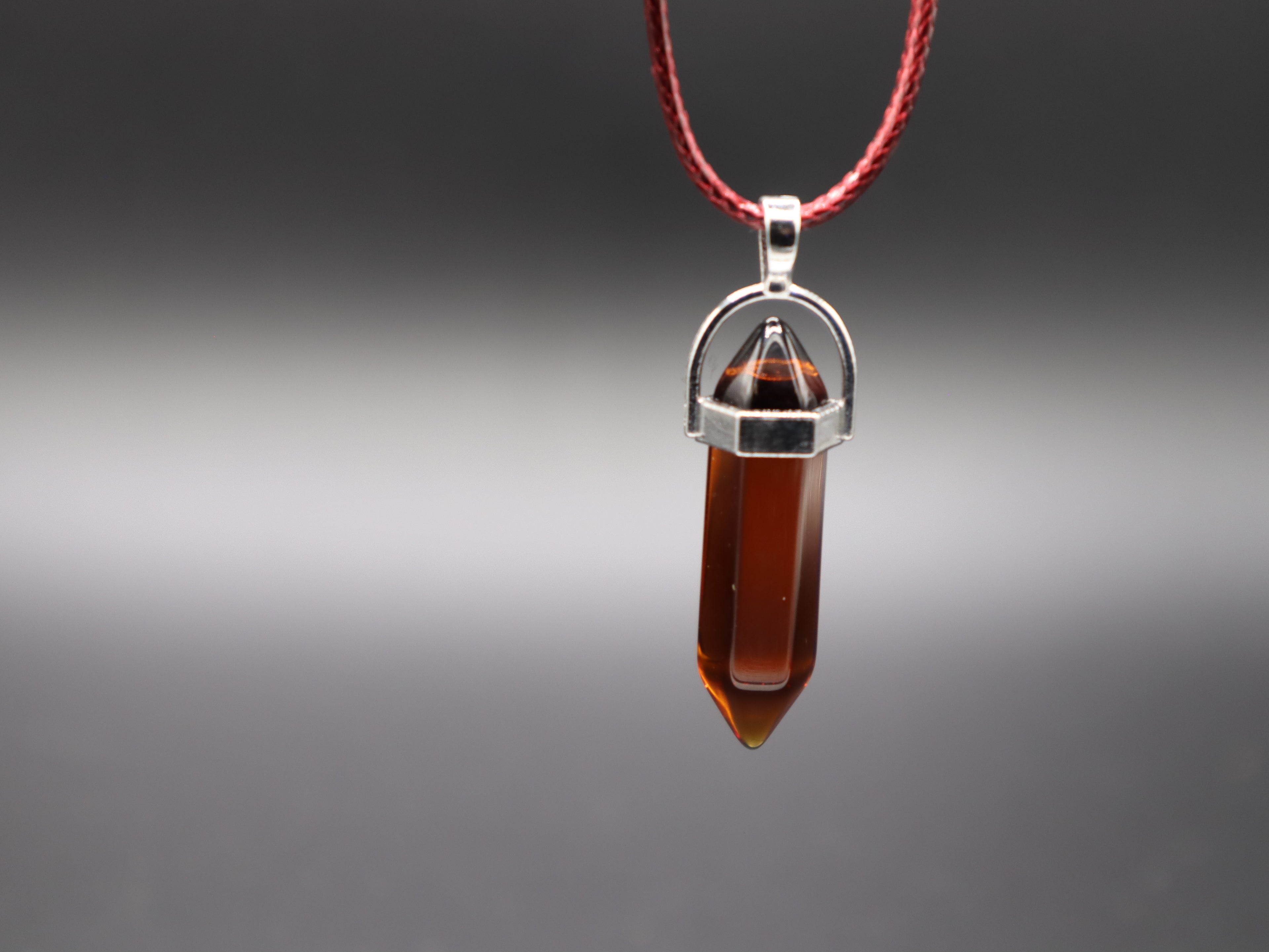 Healing Crystal/Stone Hexagon Pendant Wax Leather Cord Necklace