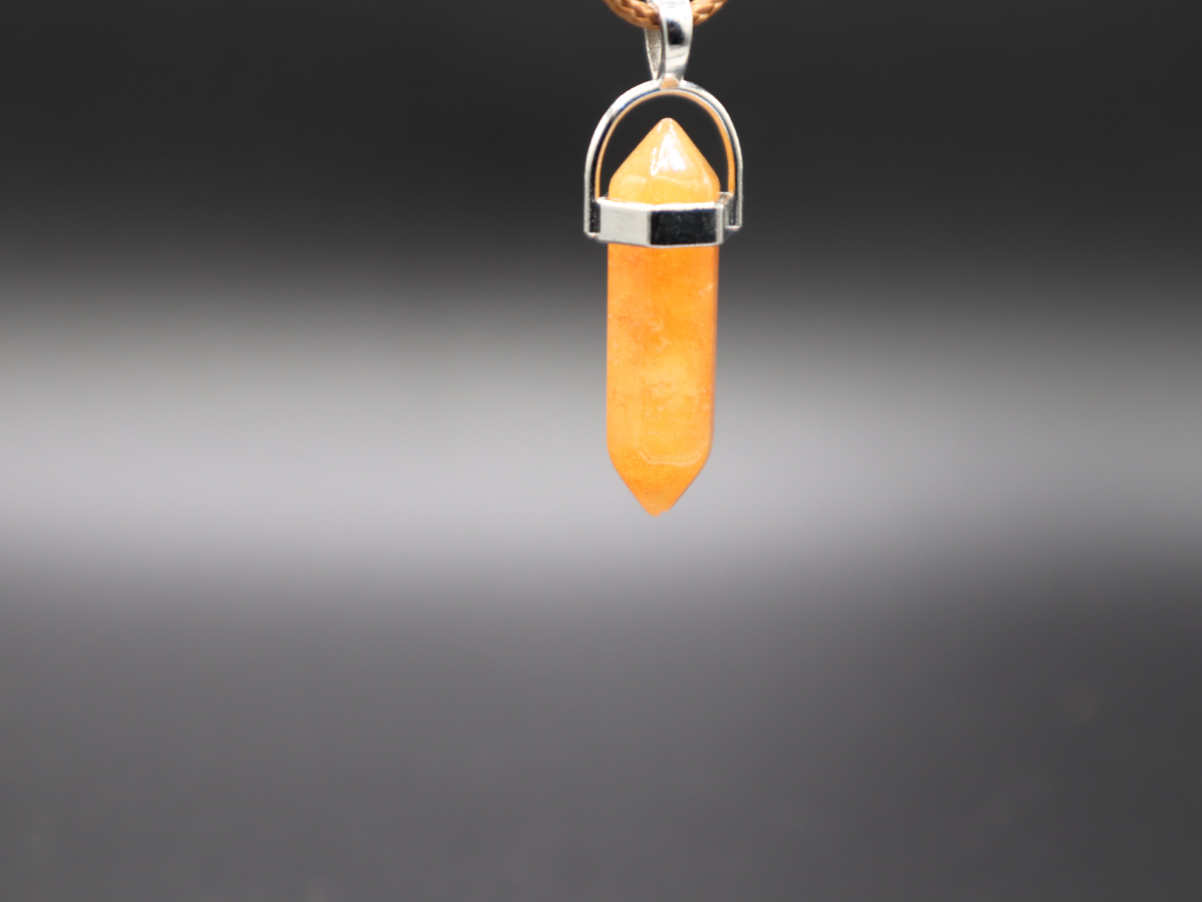 Healing Crystal/Stone Hexagon Pendant Wax Leather Cord Necklace