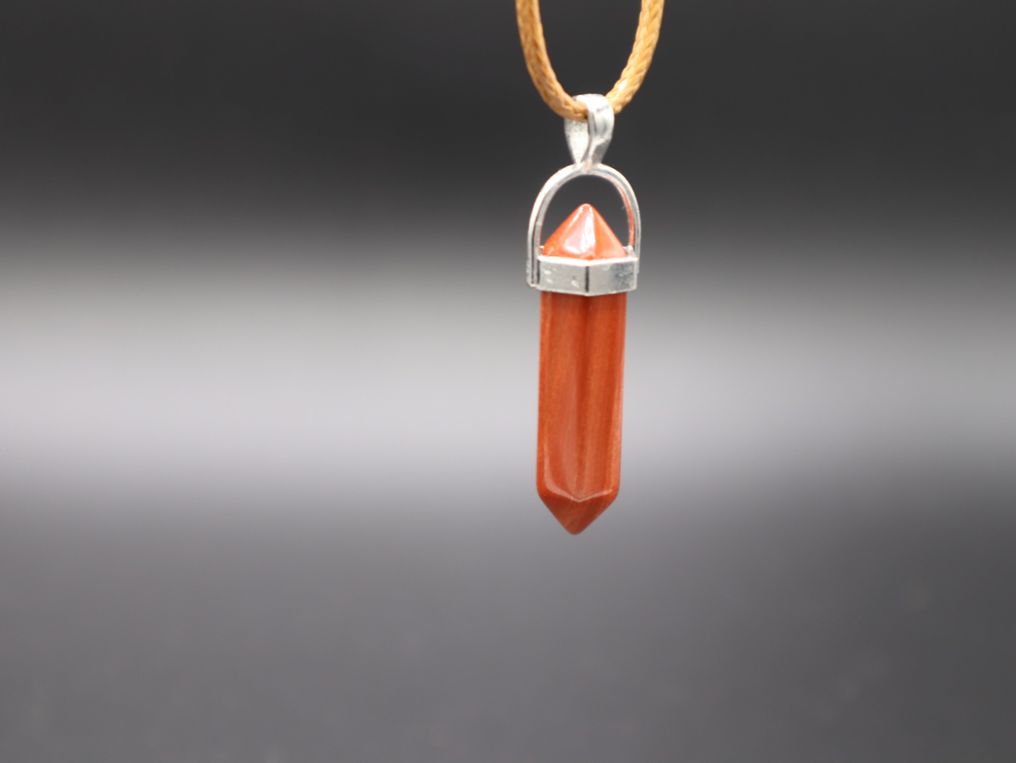 Healing Crystal/Stone Hexagon Pendant Wax Leather Cord Necklace
