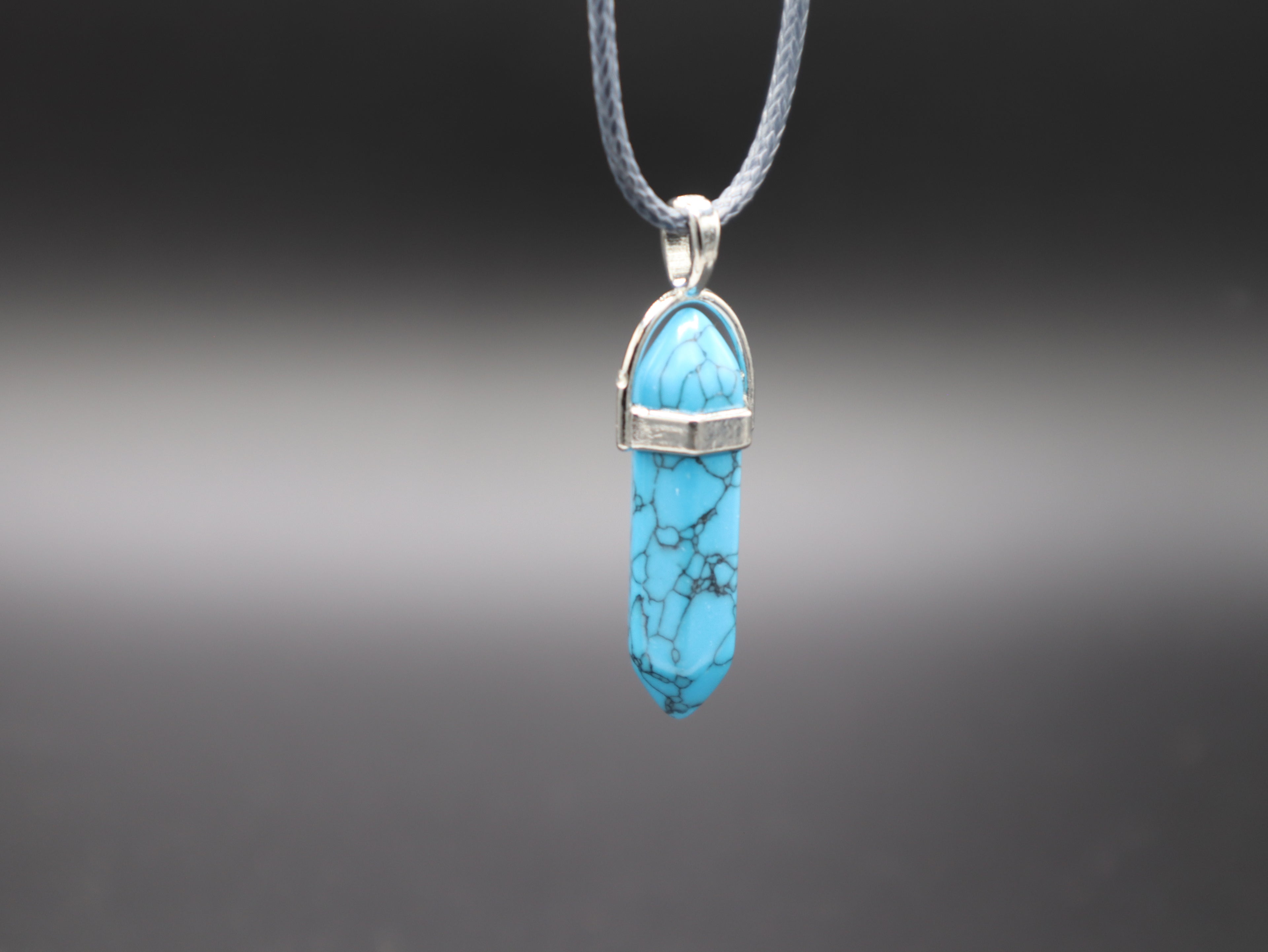 Healing Crystal/Stone Hexagon Pendant Wax Leather Cord Necklace