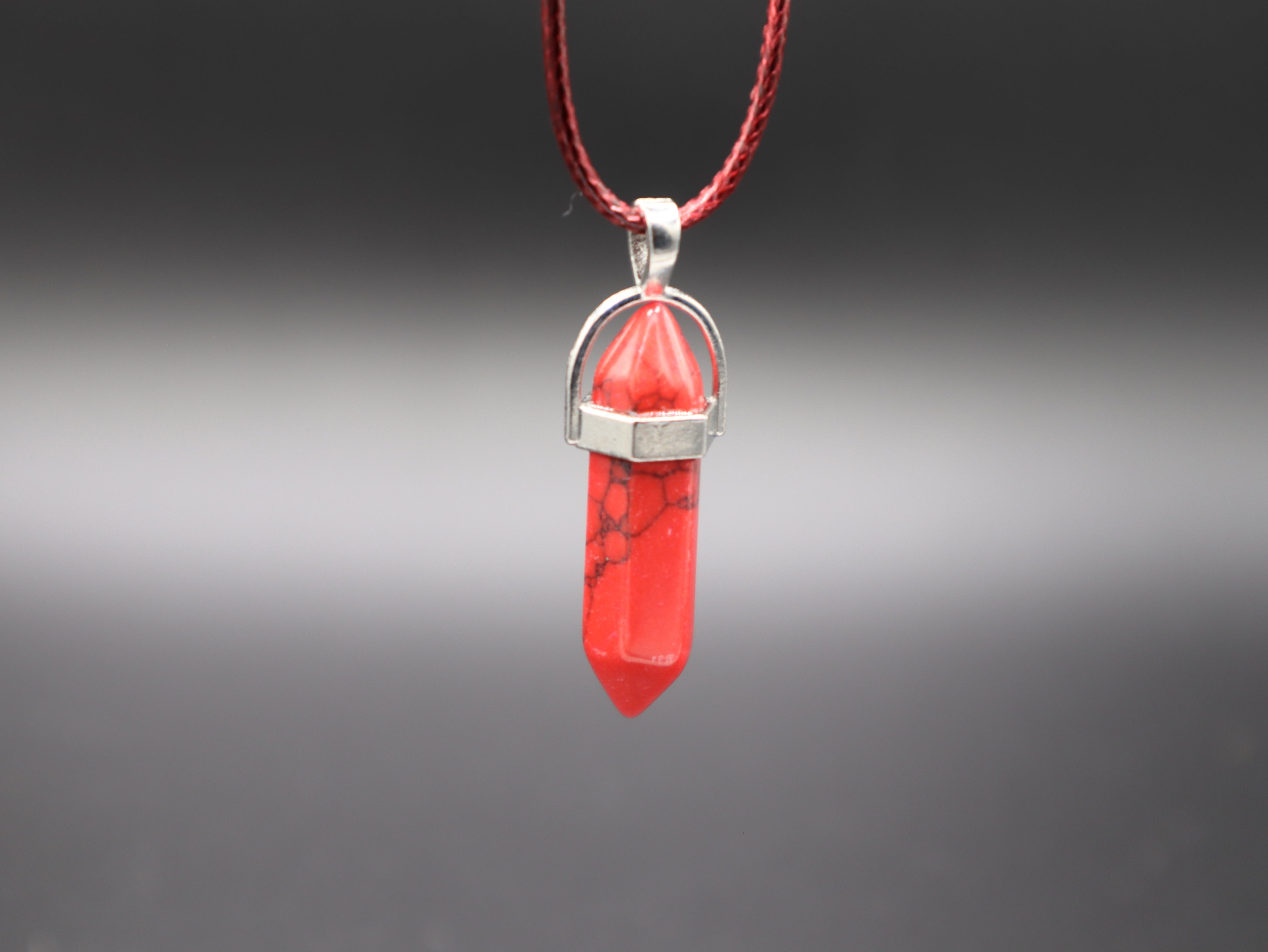 Healing Crystal/Stone Hexagon Pendant Wax Leather Cord Necklace