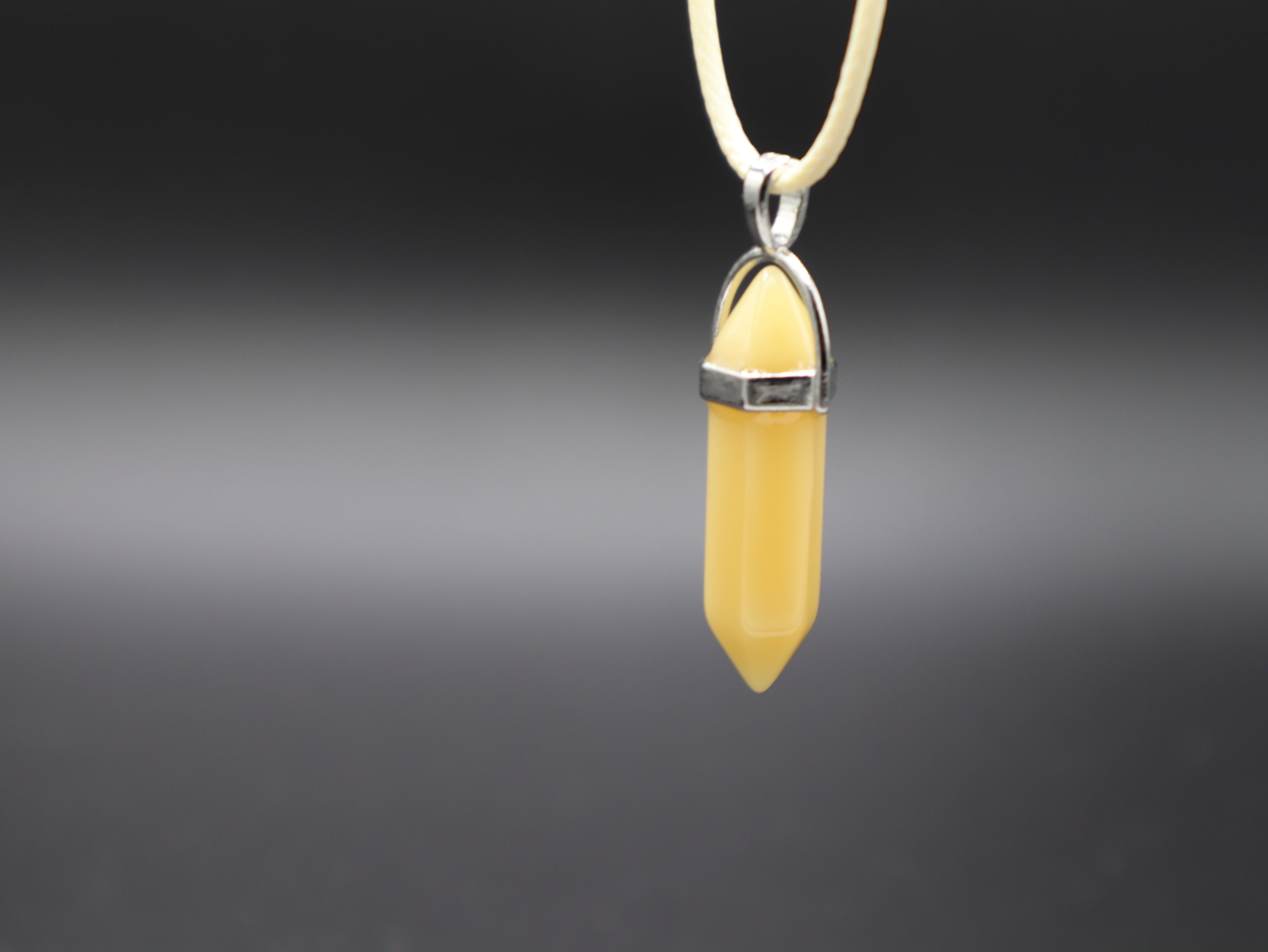 Healing Crystal/Stone Hexagon Pendant Wax Leather Cord Necklace