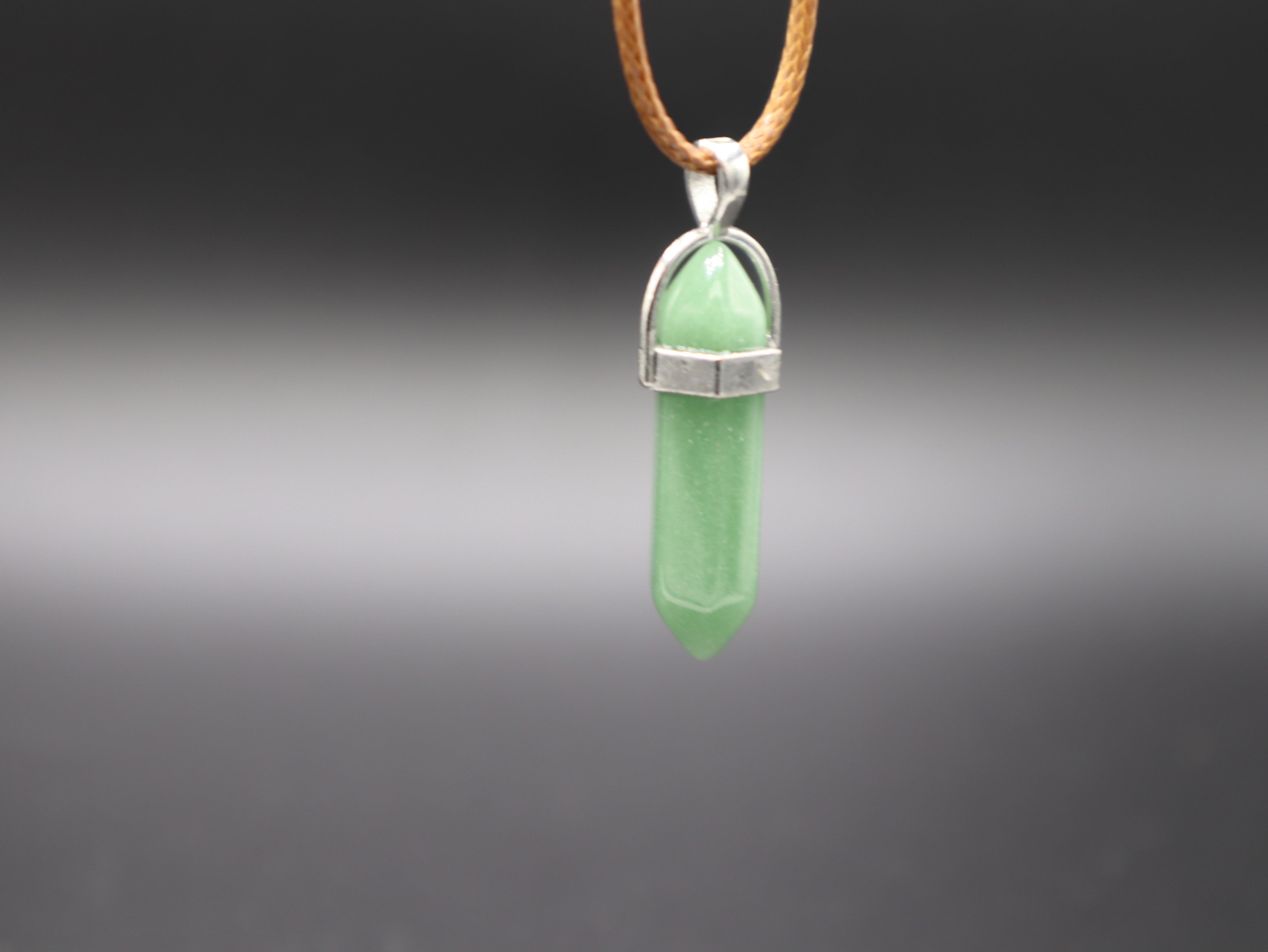Healing Crystal/Stone Hexagon Pendant Wax Leather Cord Necklace