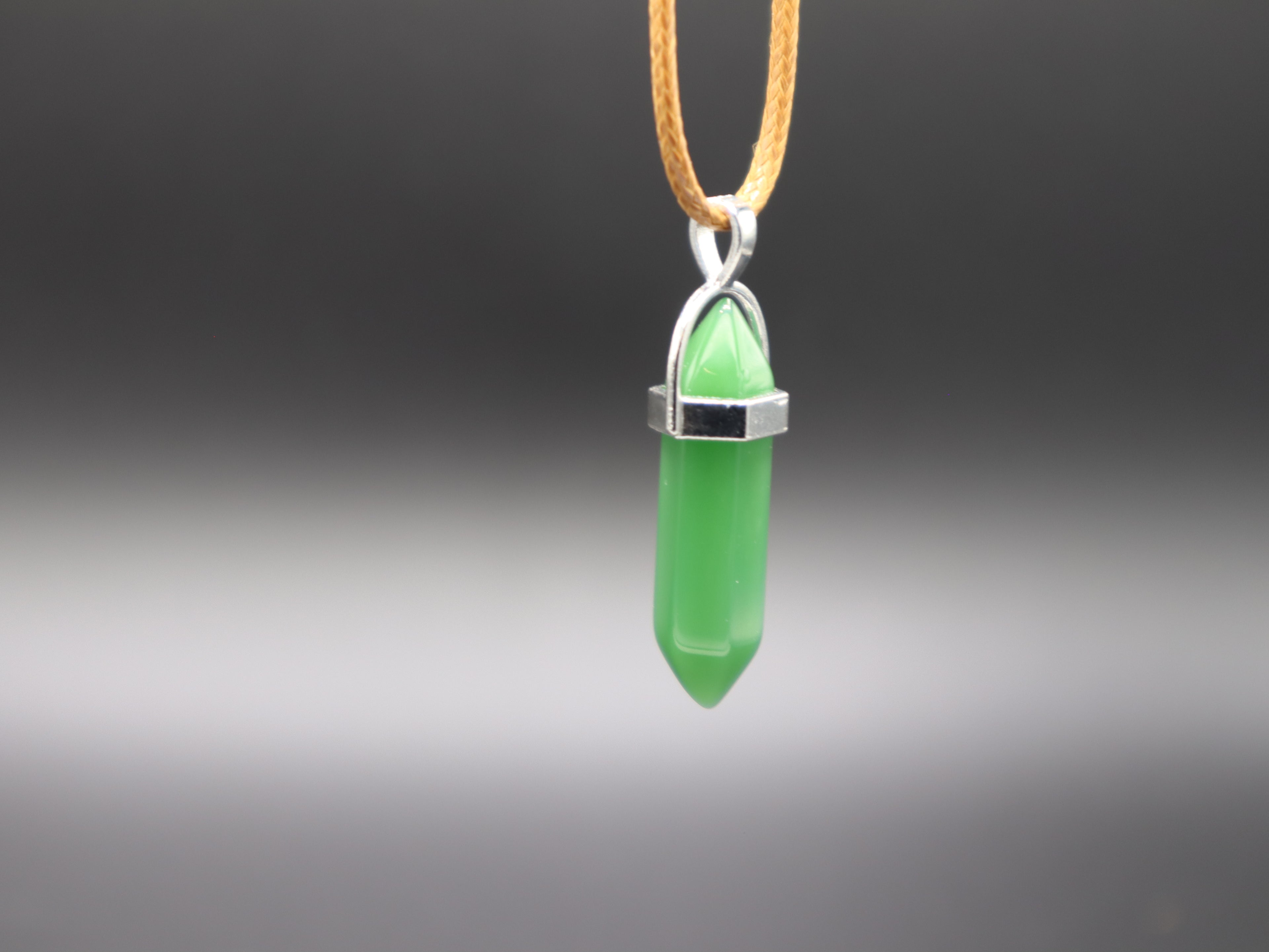 Healing Crystal/Stone Hexagon Pendant Wax Leather Cord Necklace