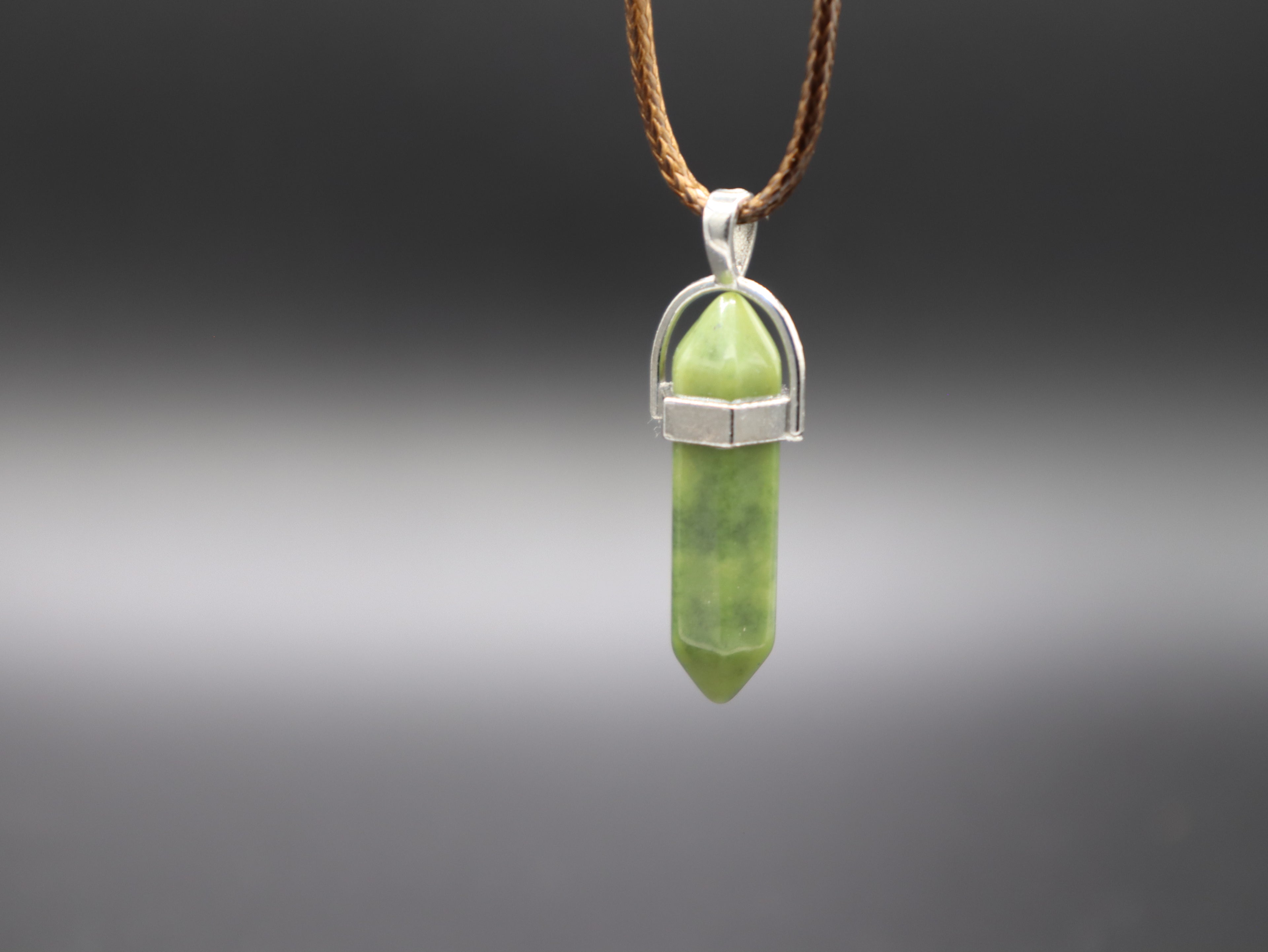Healing Crystal/Stone Hexagon Pendant Wax Leather Cord Necklace