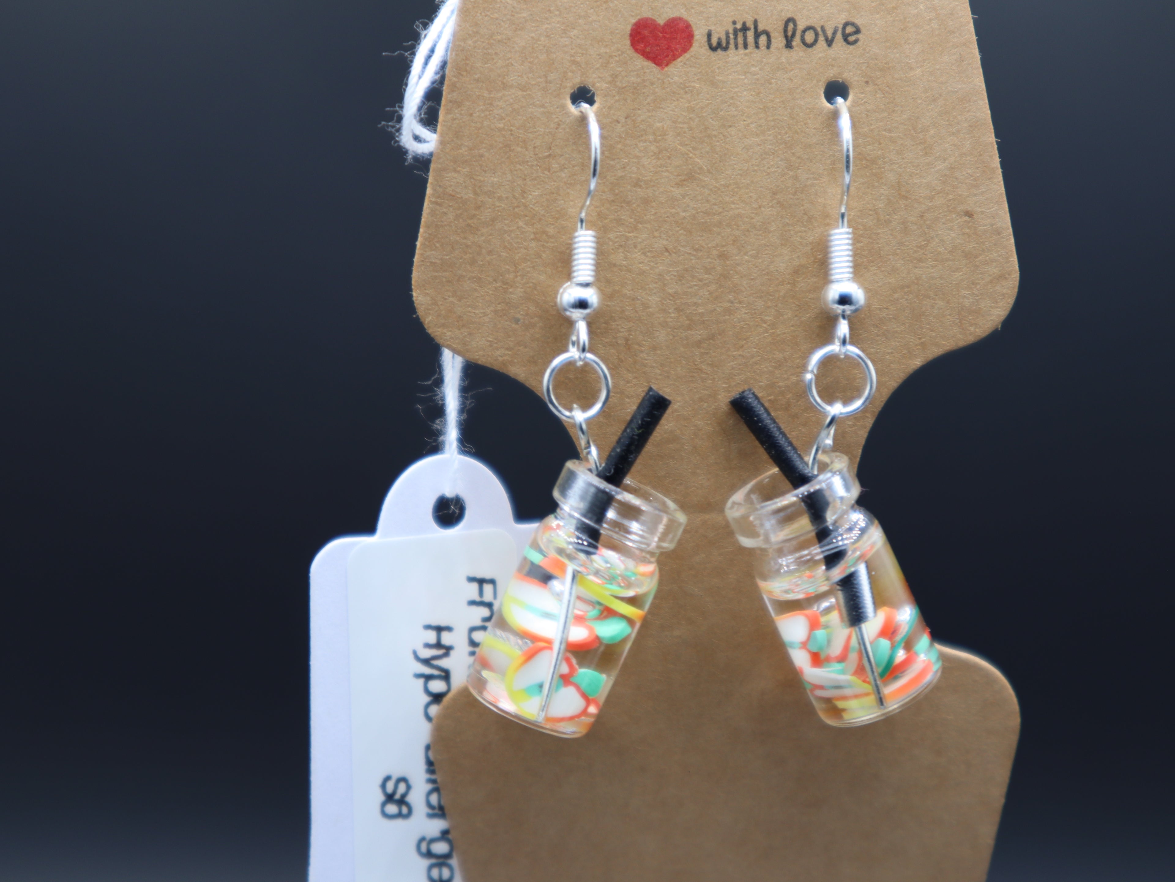 Fruit Drink Glass Earrings (Hypo-Allergenic)