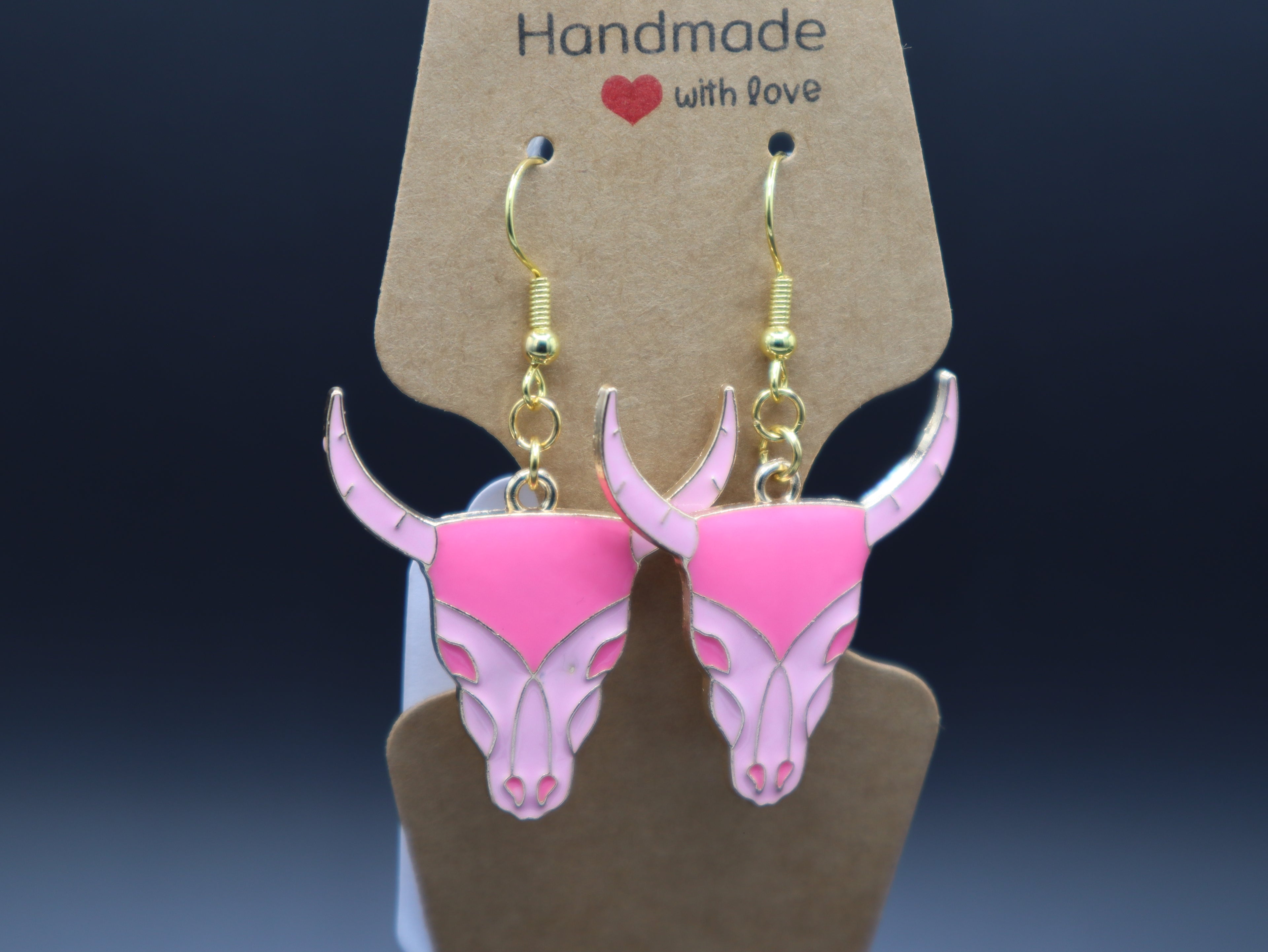 Western Themed Earrings (Pink/Gold) (Hypo-Allergenic)