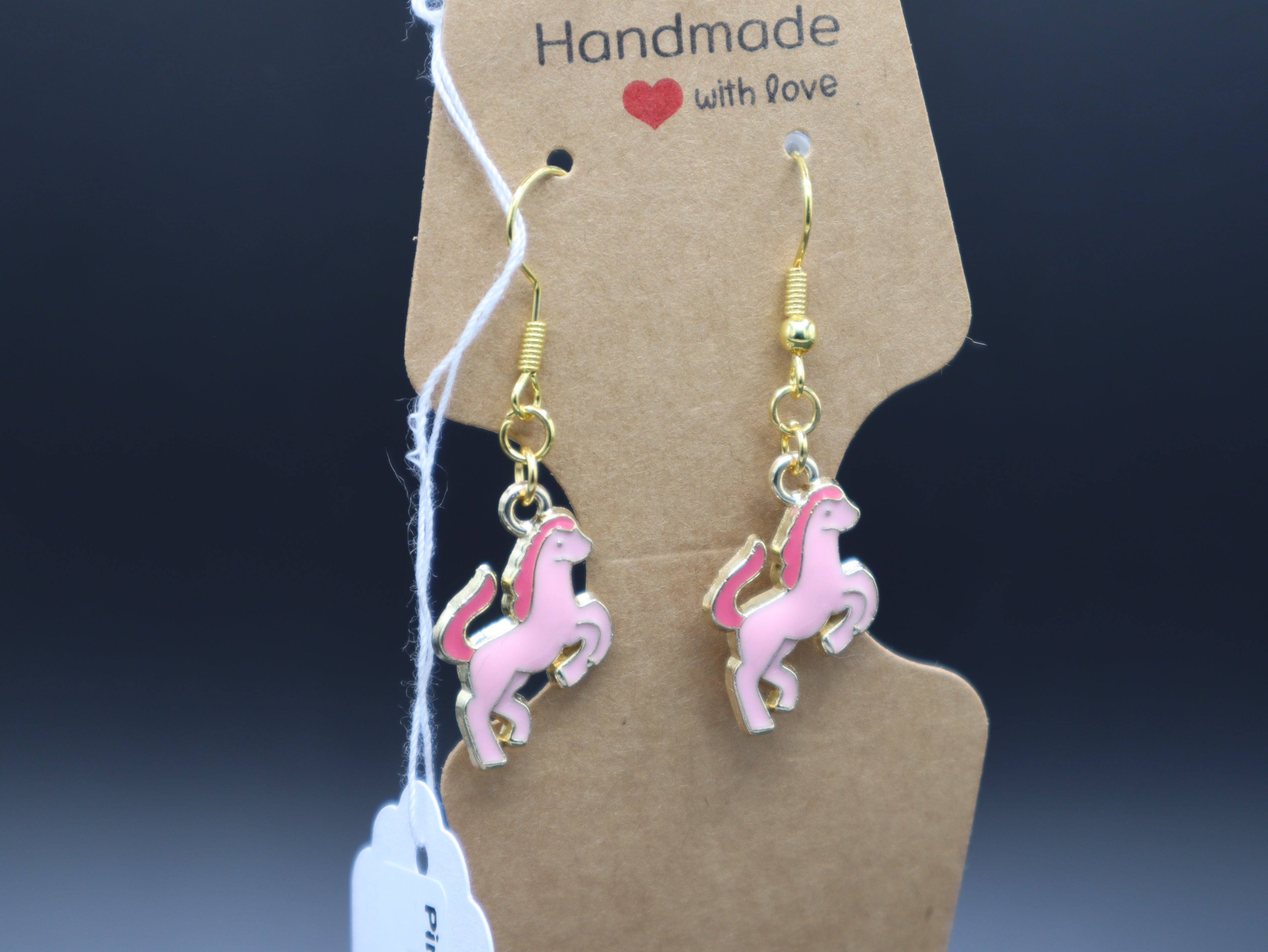 Western Themed Earrings (Pink/Gold) (Hypo-Allergenic)