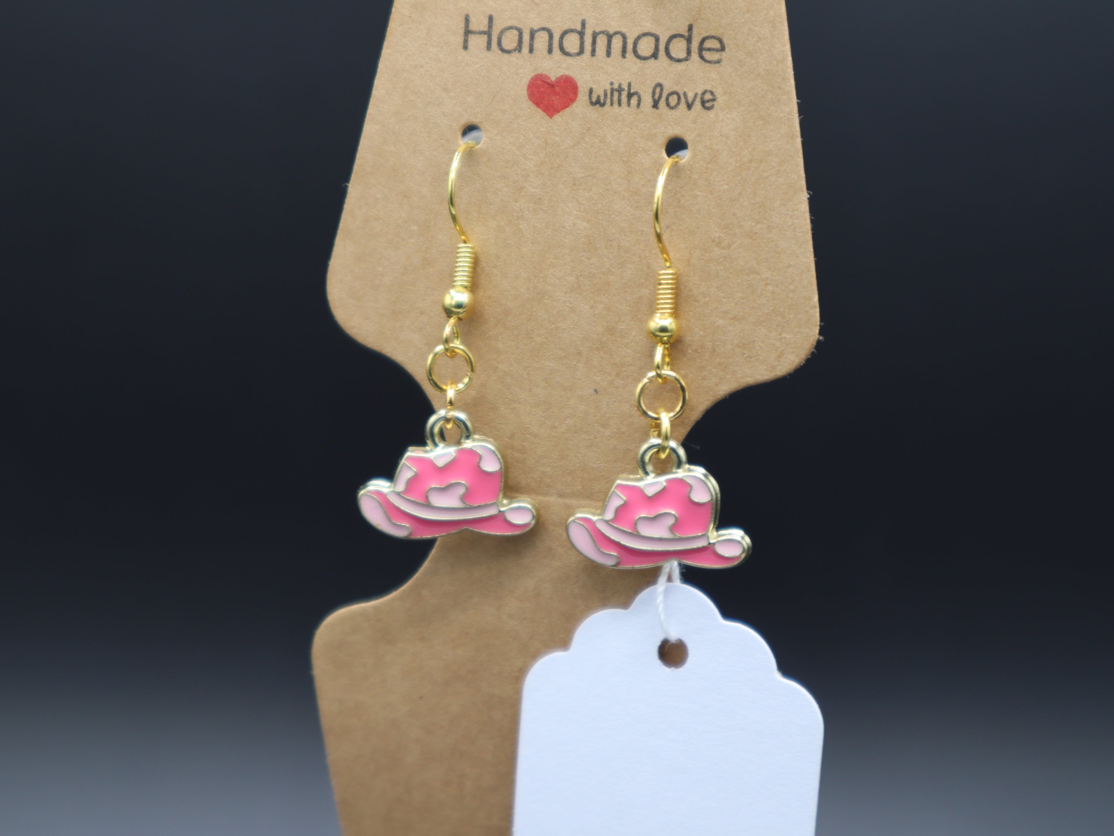 Western Themed Earrings (Pink/Gold) (Hypo-Allergenic)