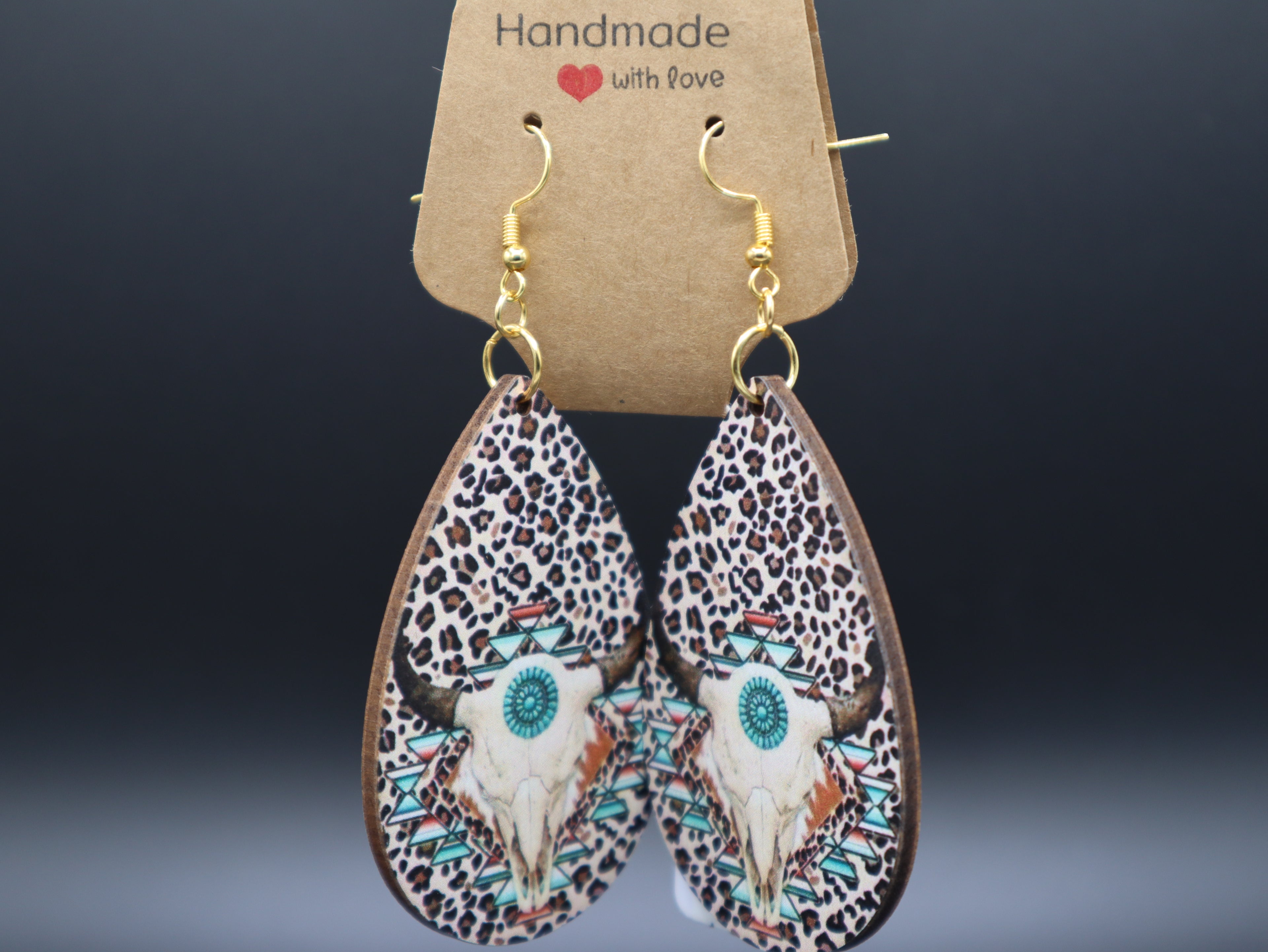 Western Tear Drop Wood Earrings (Hypo-Allergenic)