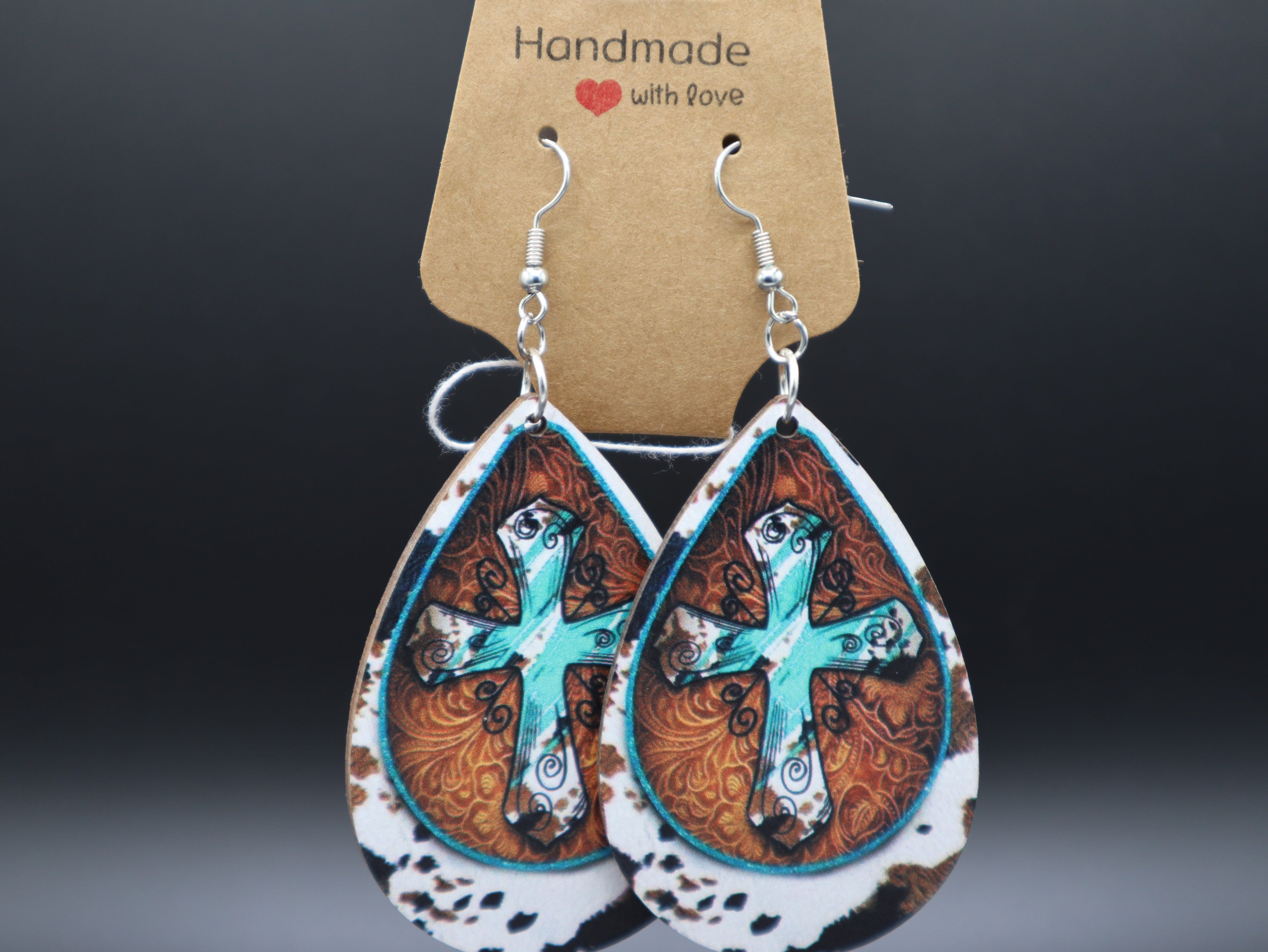 Western Tear Drop Wood Earrings (Hypo-Allergenic)