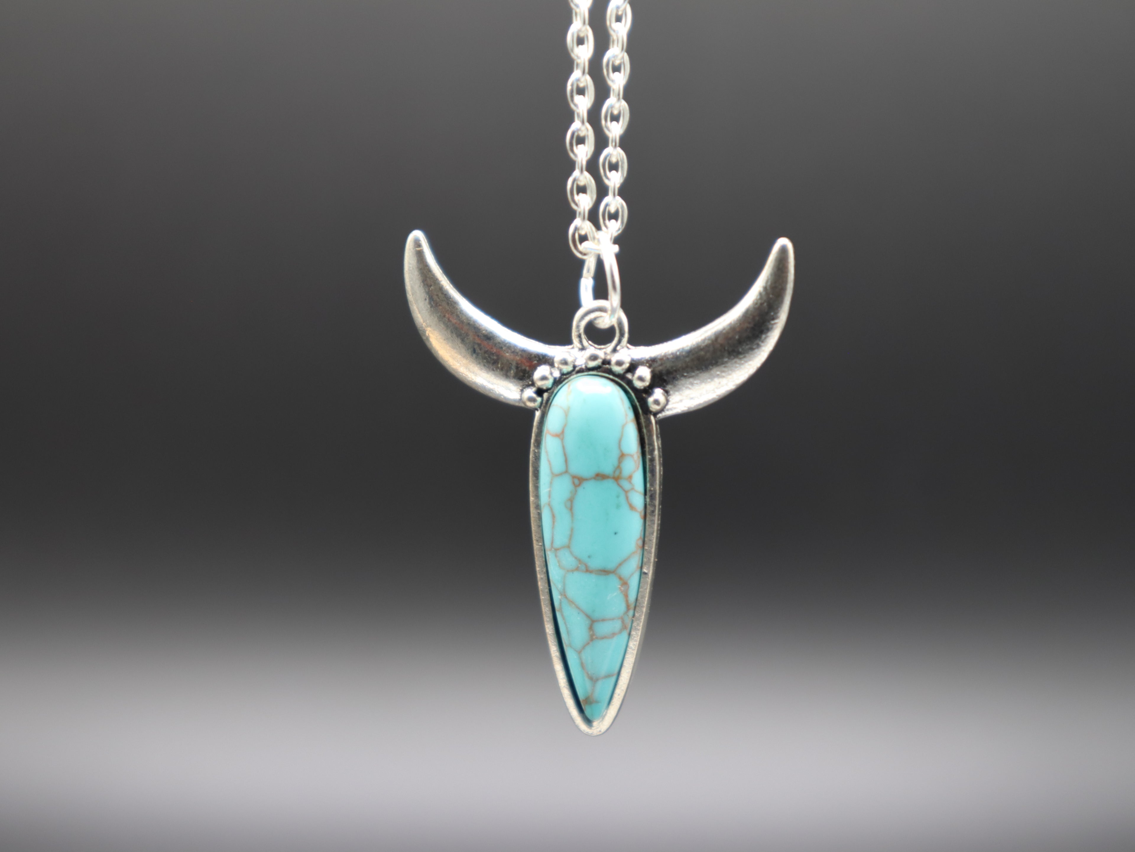 Western Cow/Bull Skull Horn Necklace