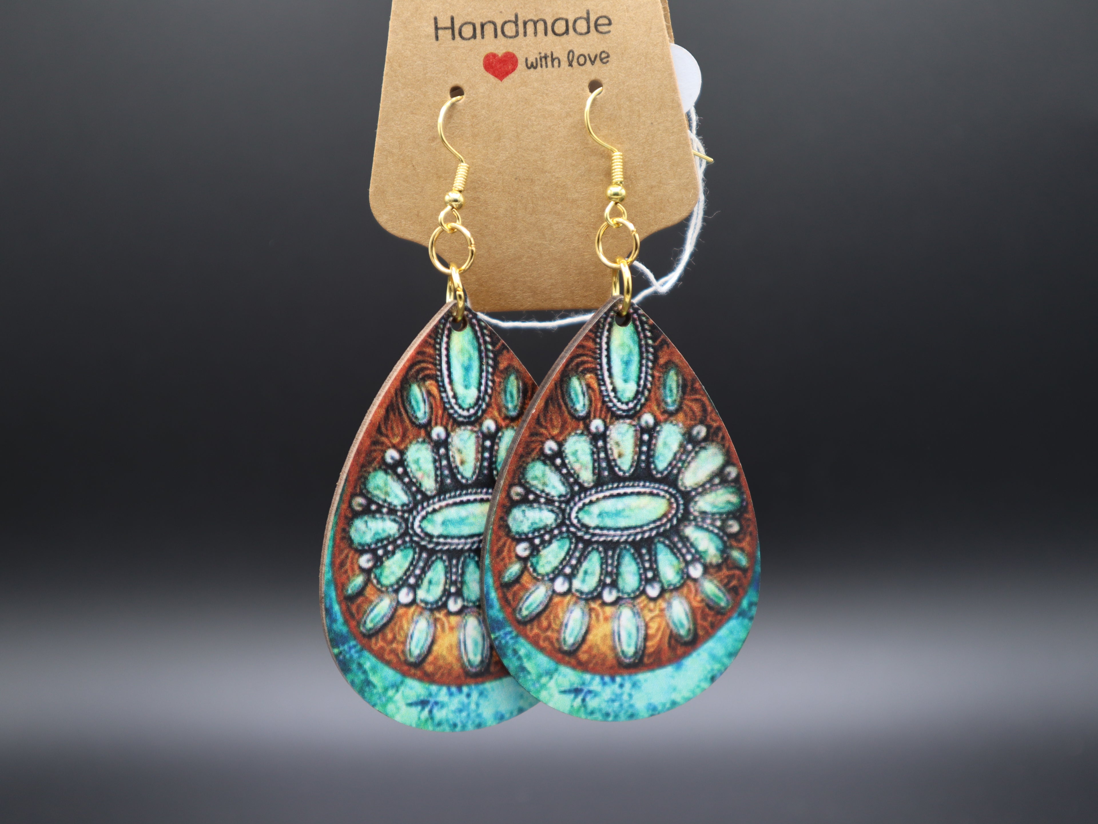 Western Tear Drop Wood Earrings (Hypo-Allergenic)