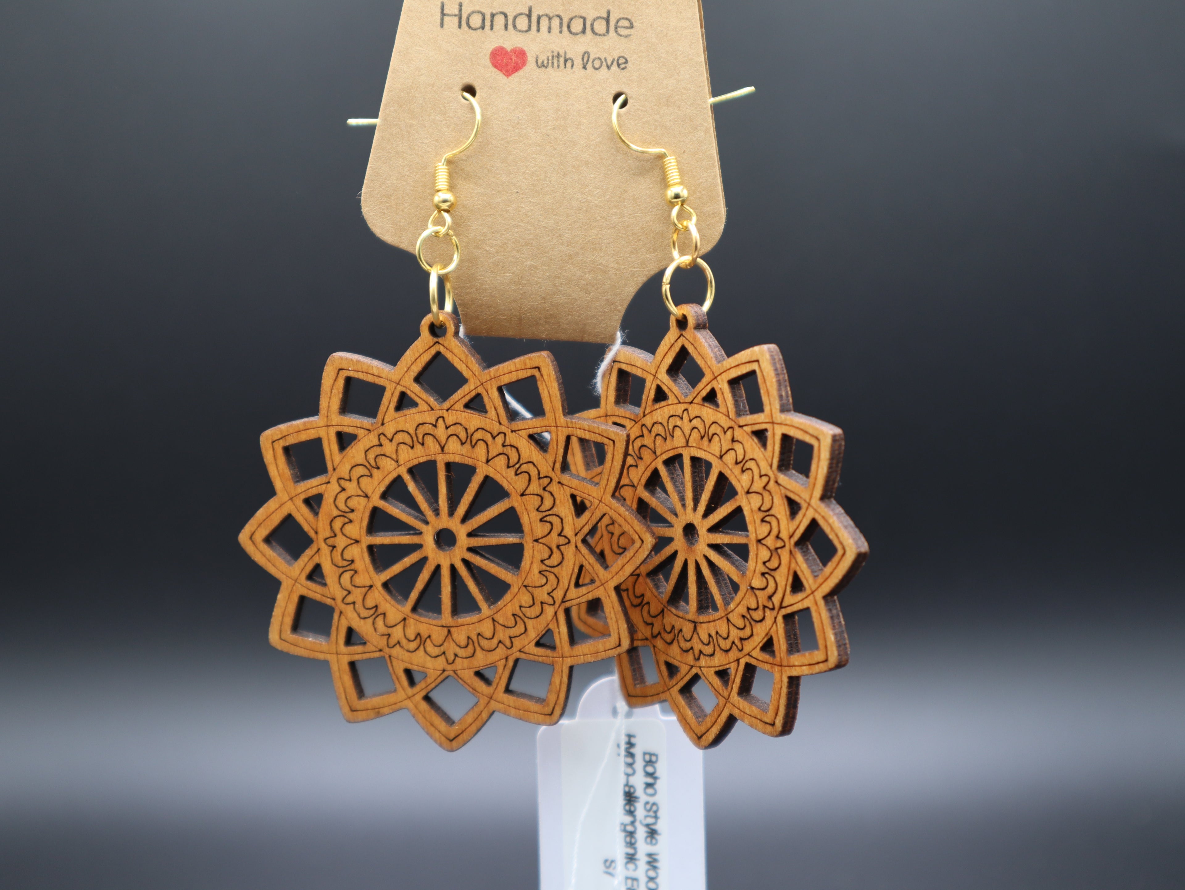 Western Mandala Style Wood Earrings (Hypo-Allergenic)