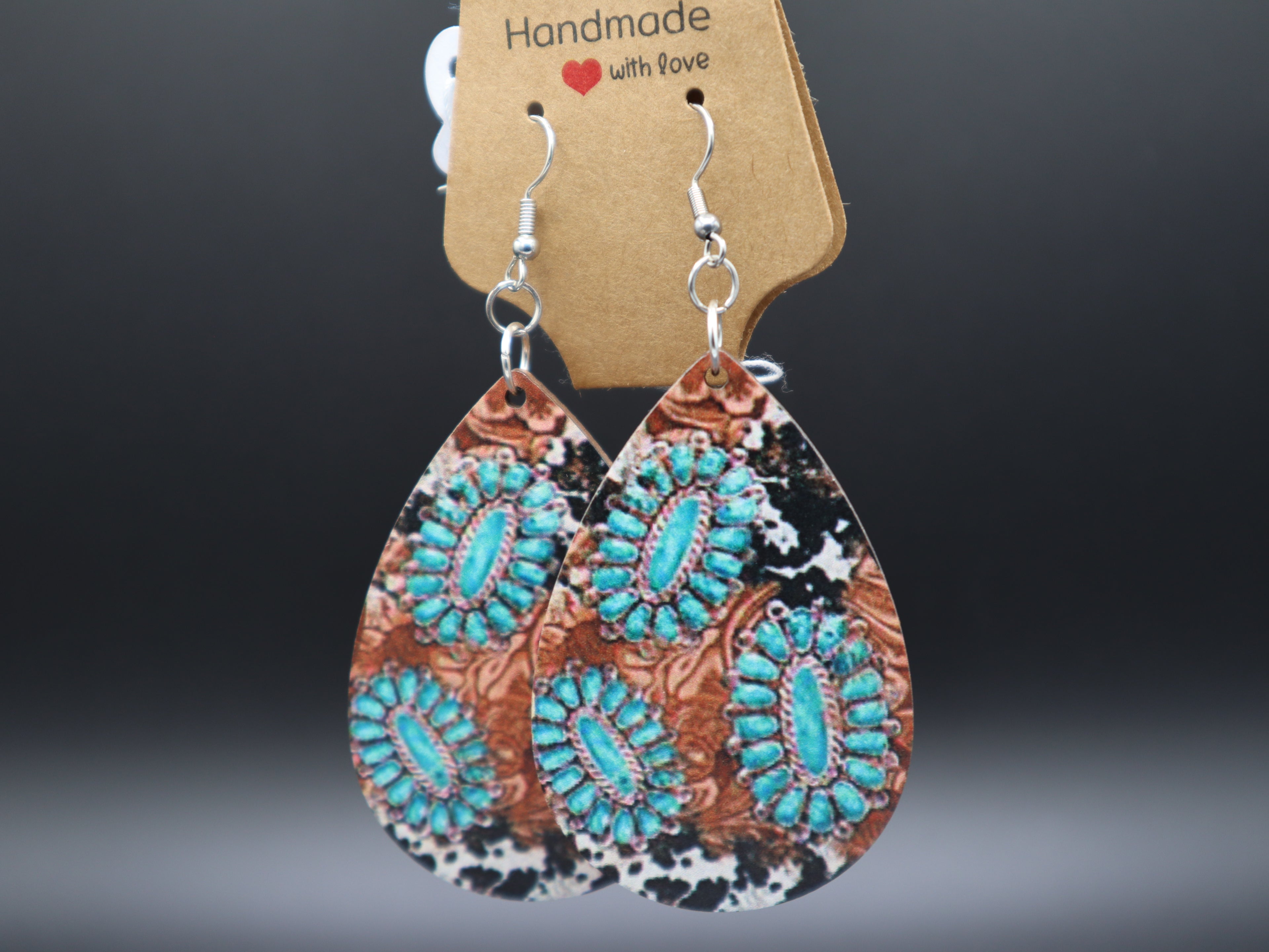 Western Tear Drop Wood Earrings (Hypo-Allergenic)