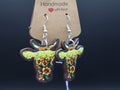 Western Wood Cow/Bull Head Earrings (Hypo-Allergenic)