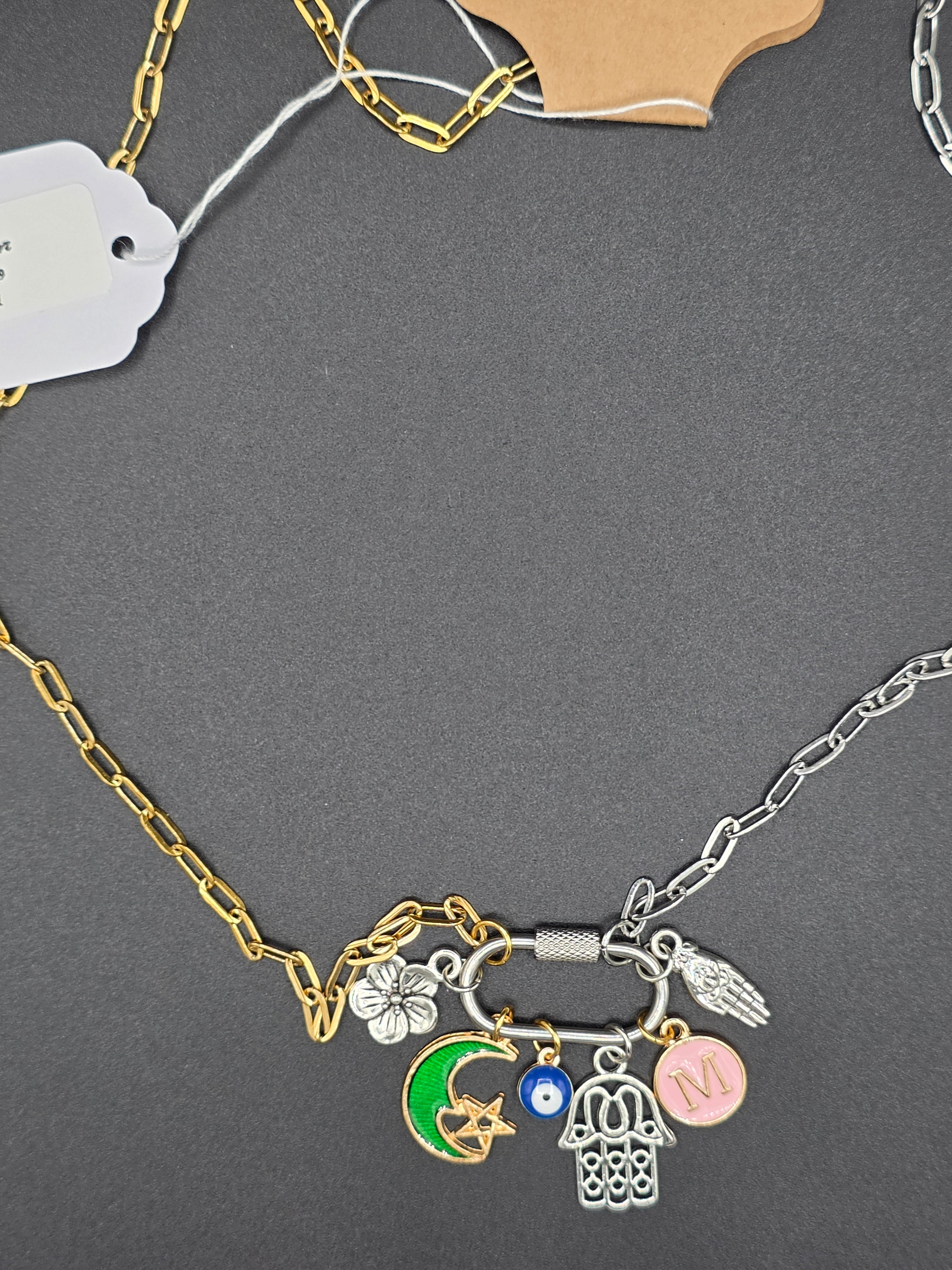 Mixed Metal 6 pendant charm carabiner