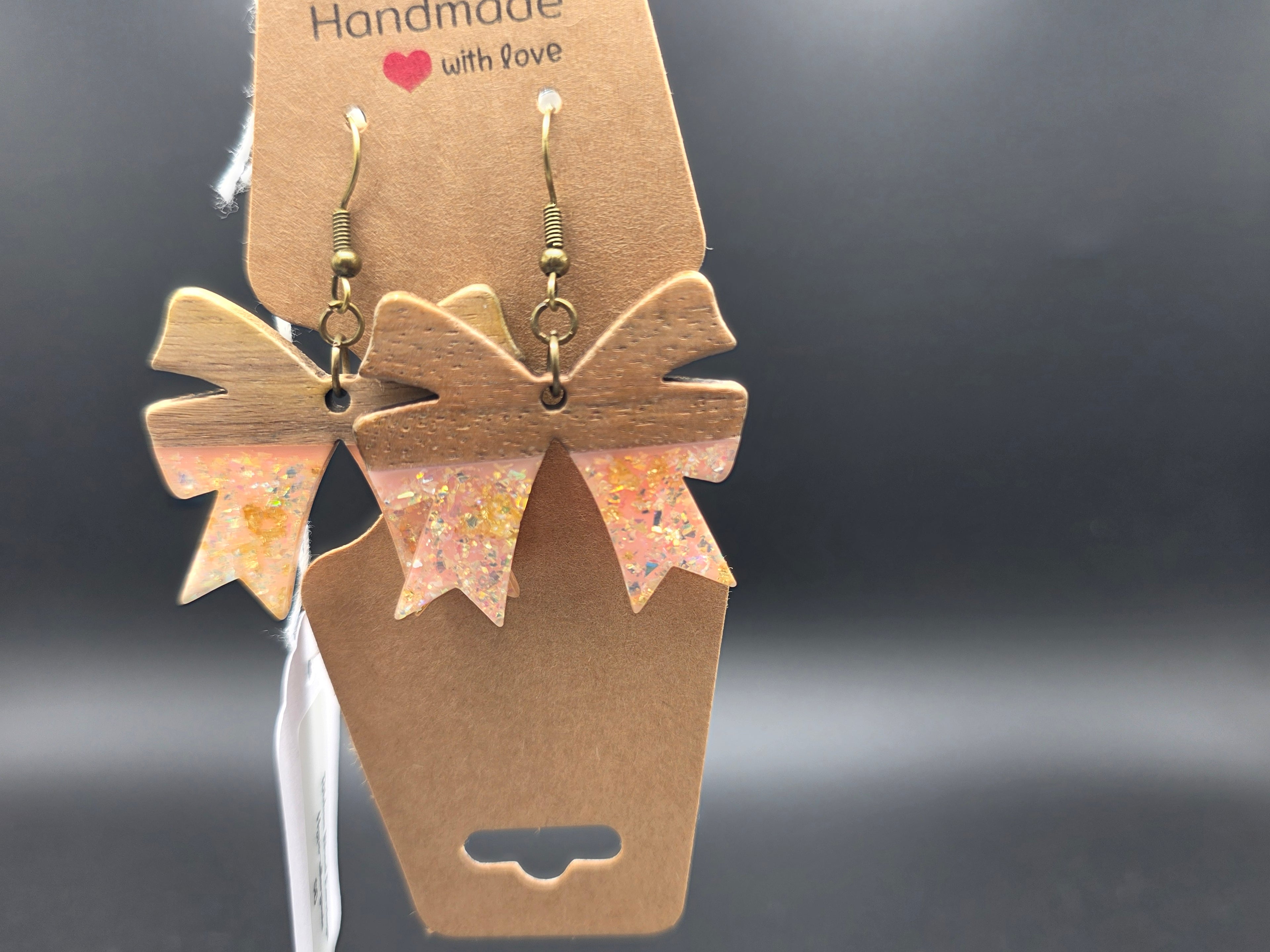 Ribbon Wood/resin Earrings