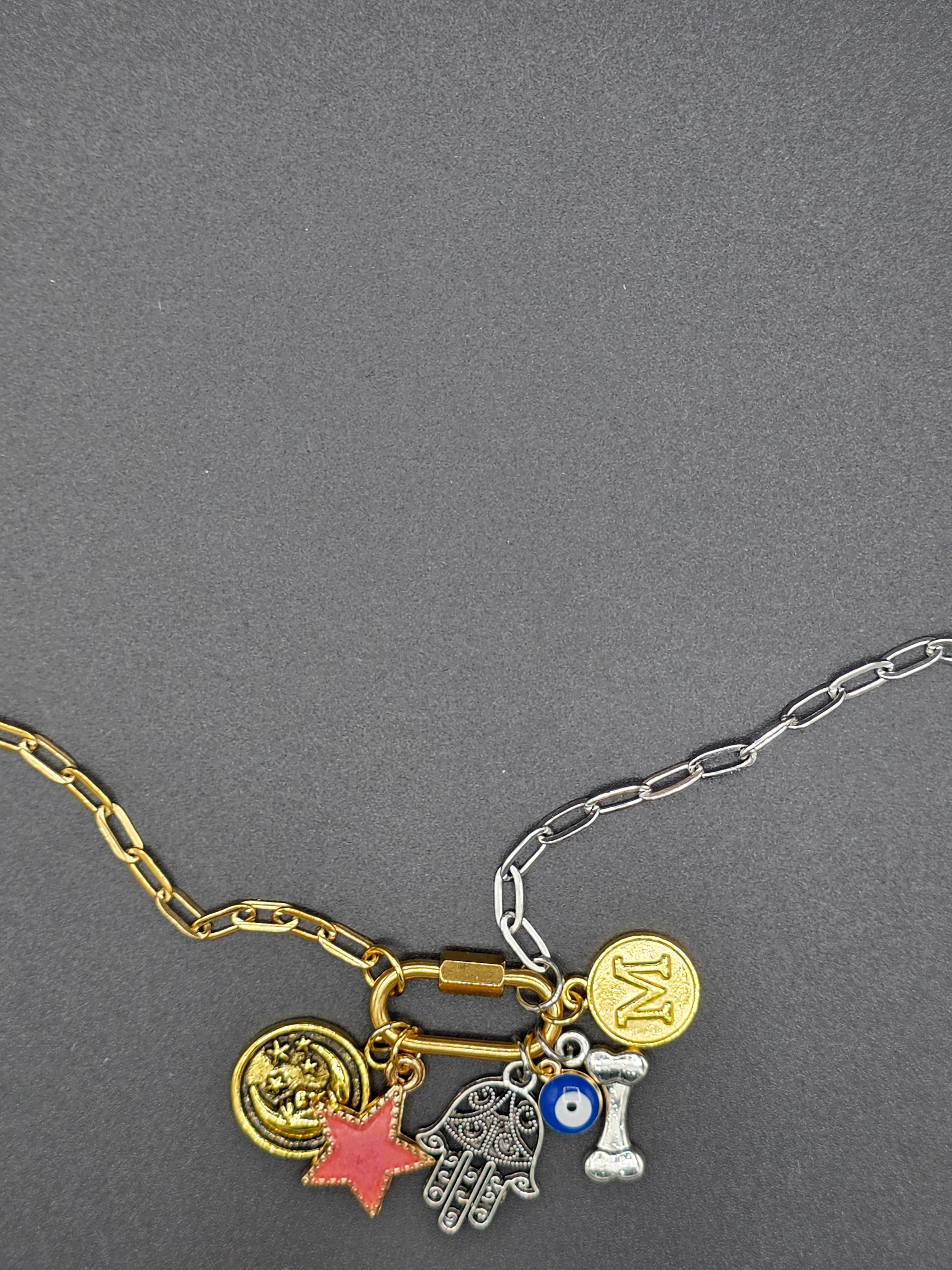 Mixed Metal 6 pendant charm carabiner