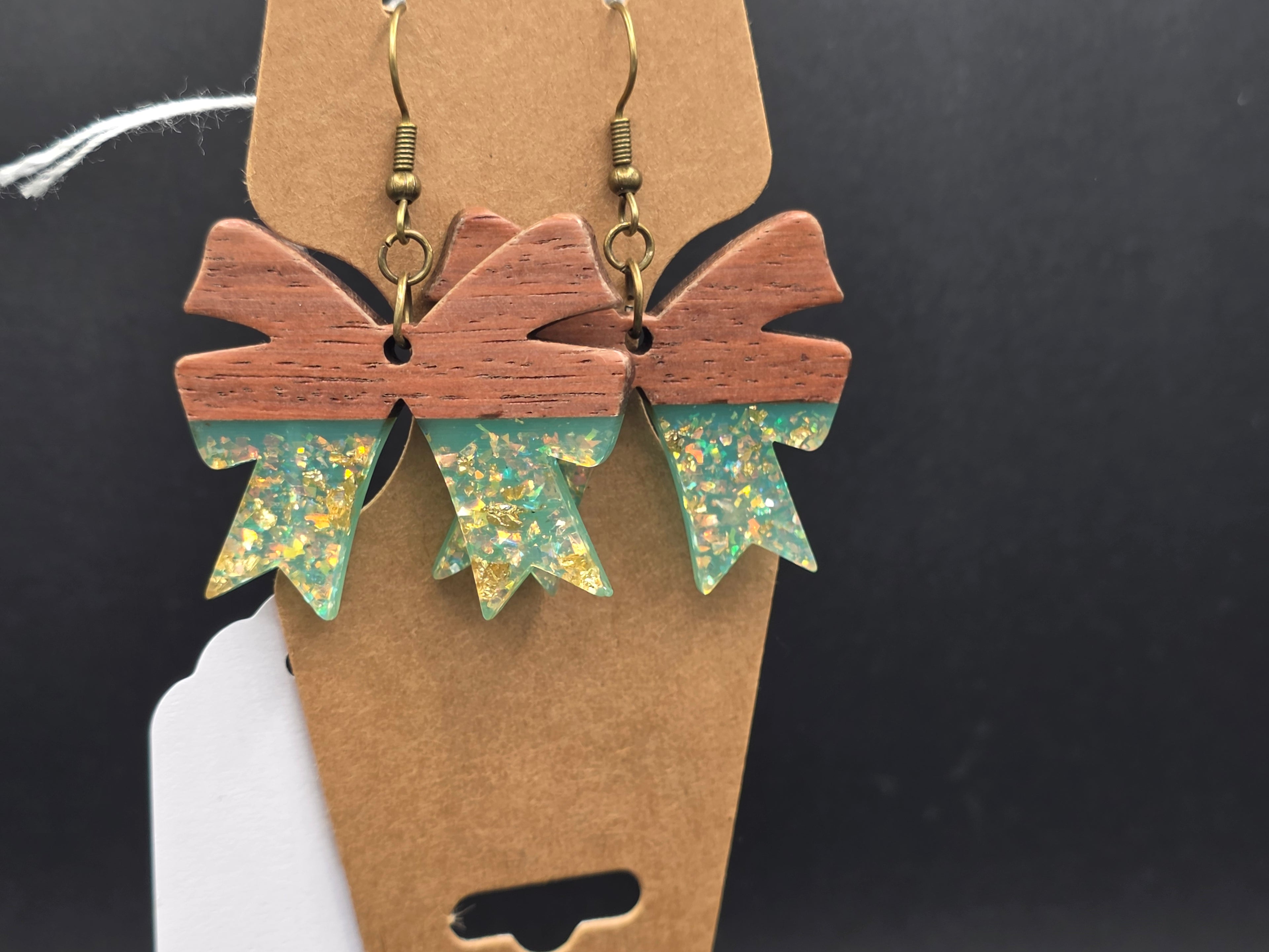 Ribbon Wood/resin Earrings