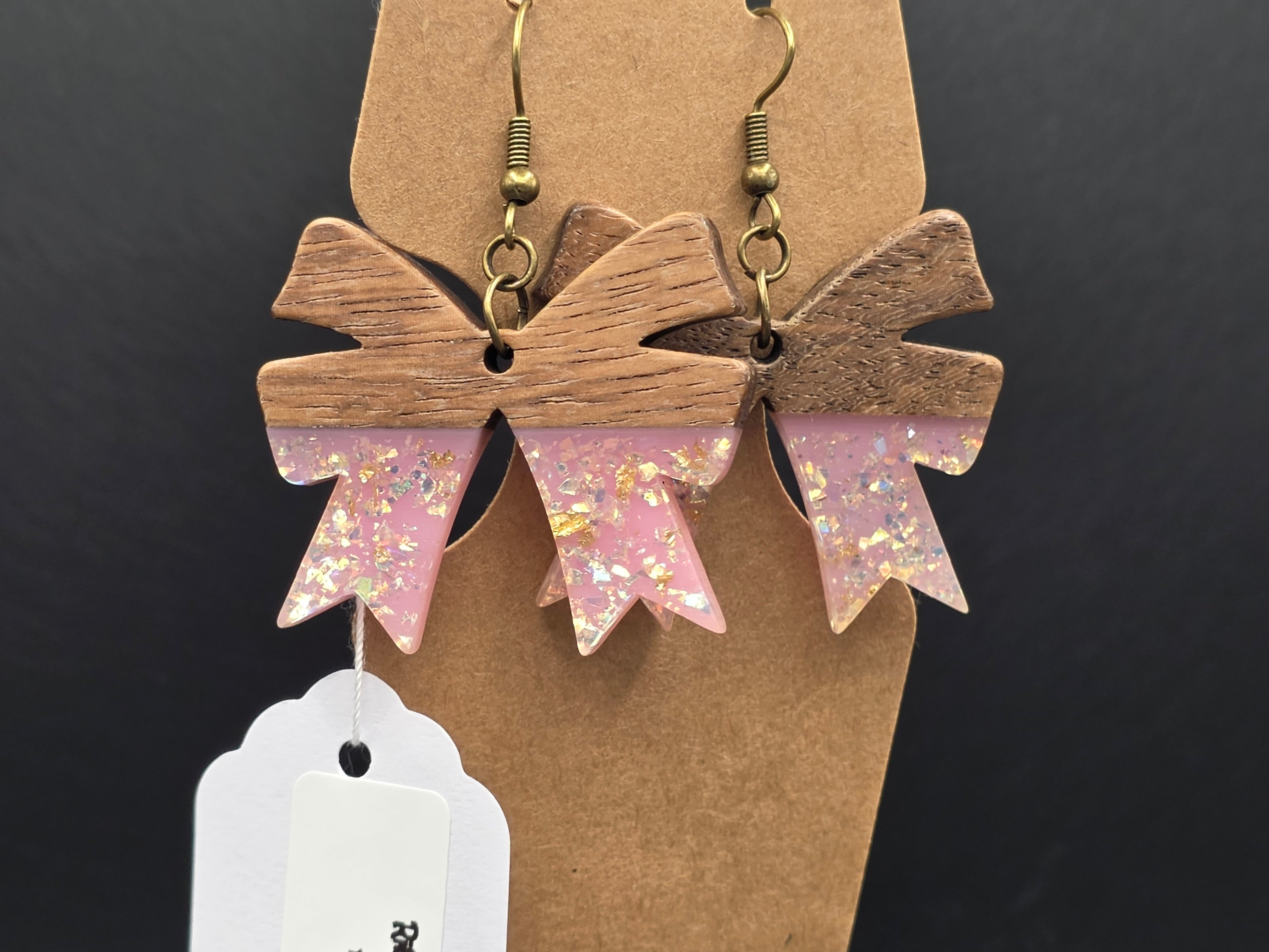 Ribbon Wood/resin Earrings