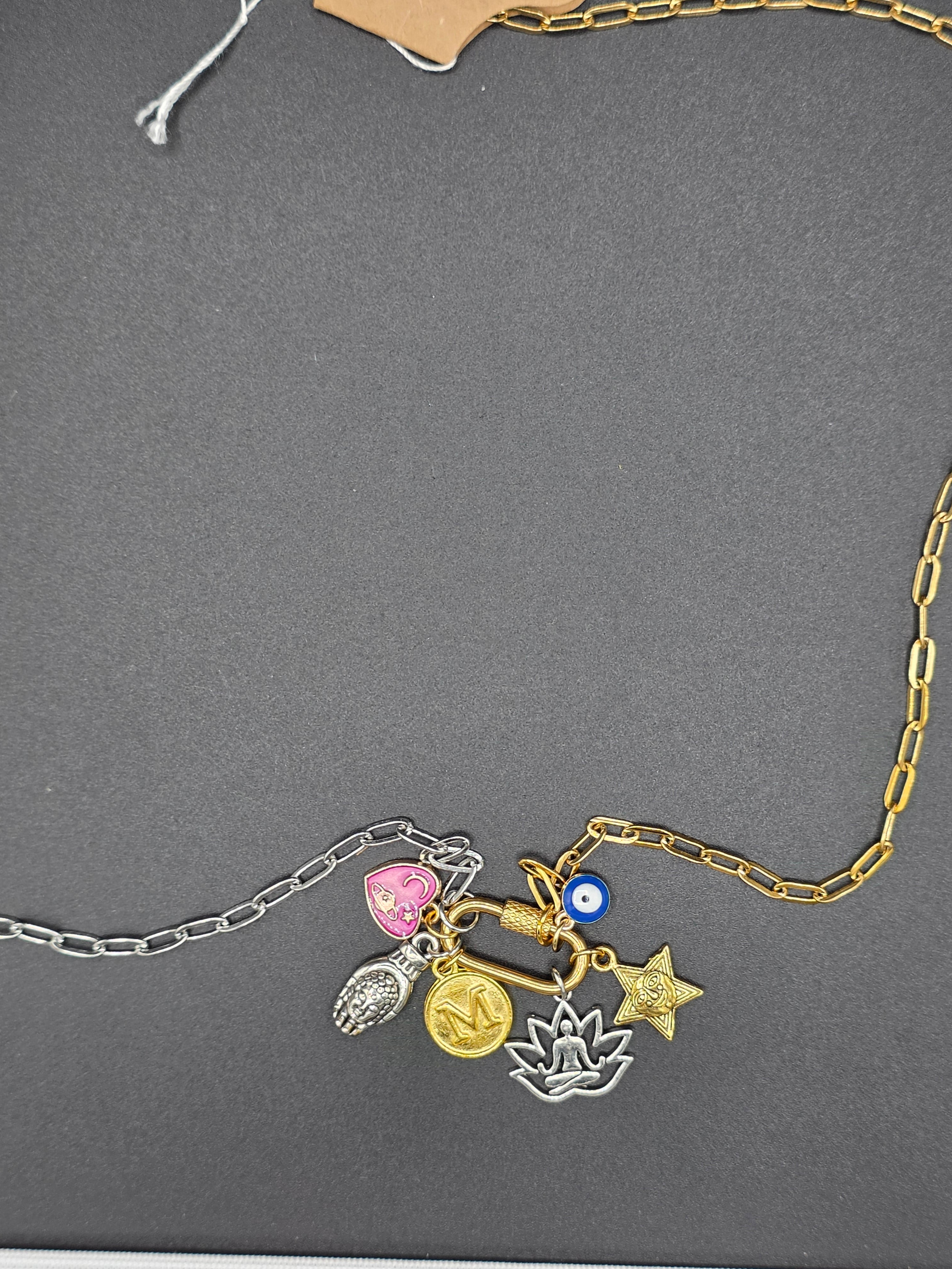 Mixed Metal 6 pendant charm carabiner