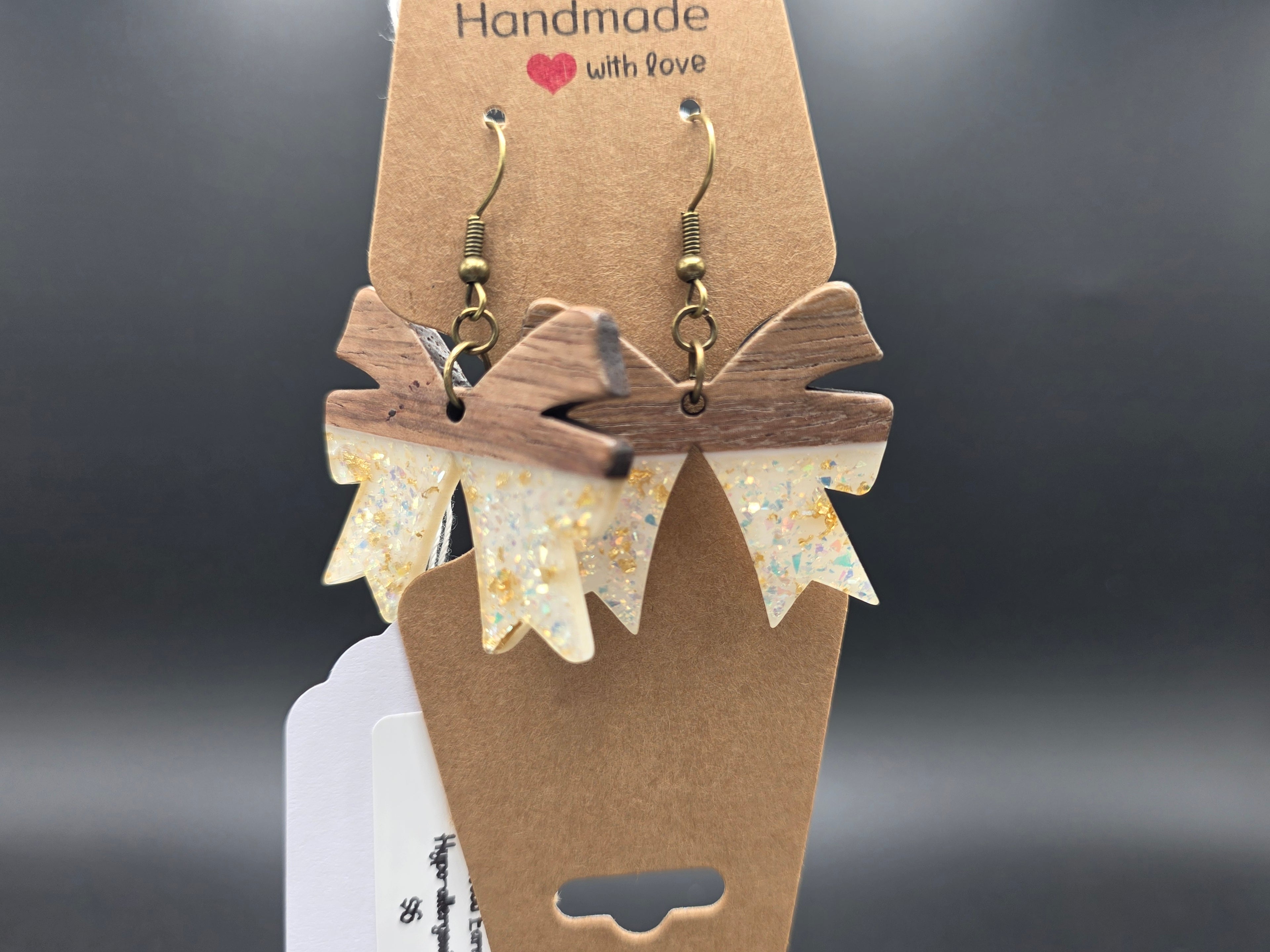 Ribbon Wood/resin Earrings