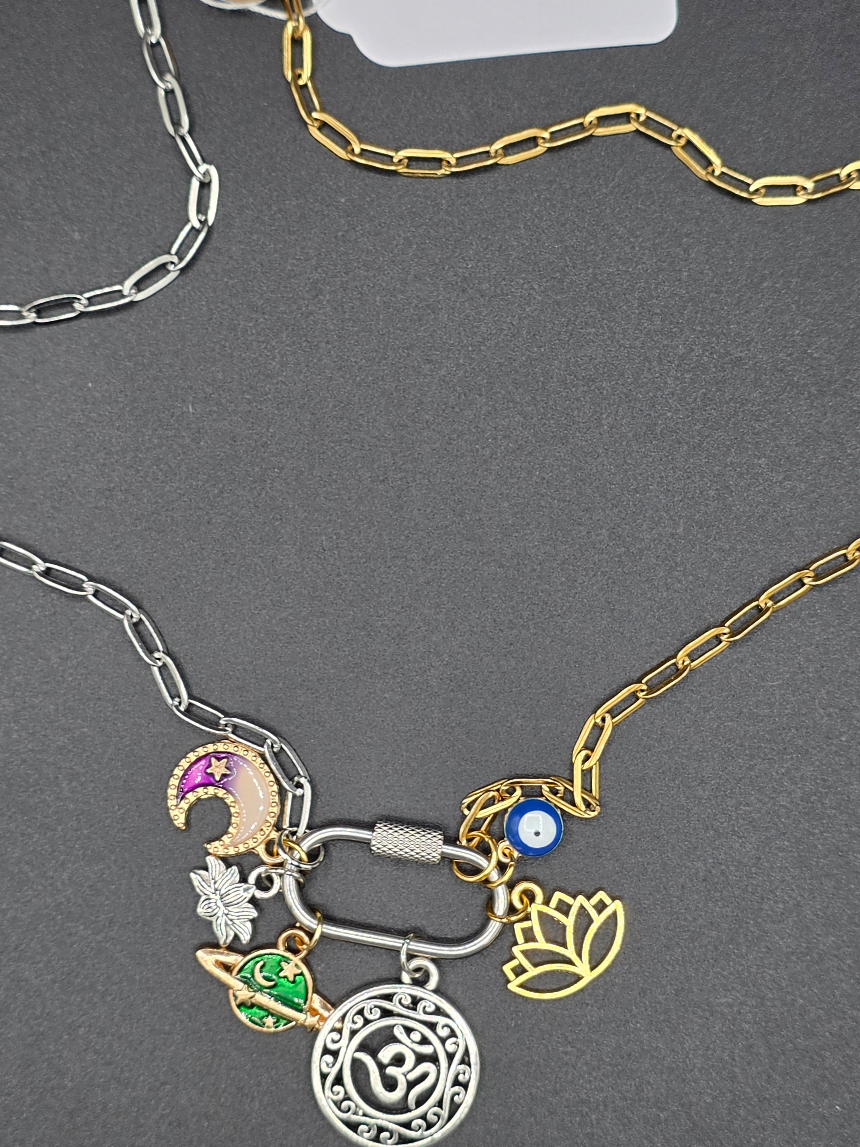 Mixed Metal 6 pendant charm carabiner