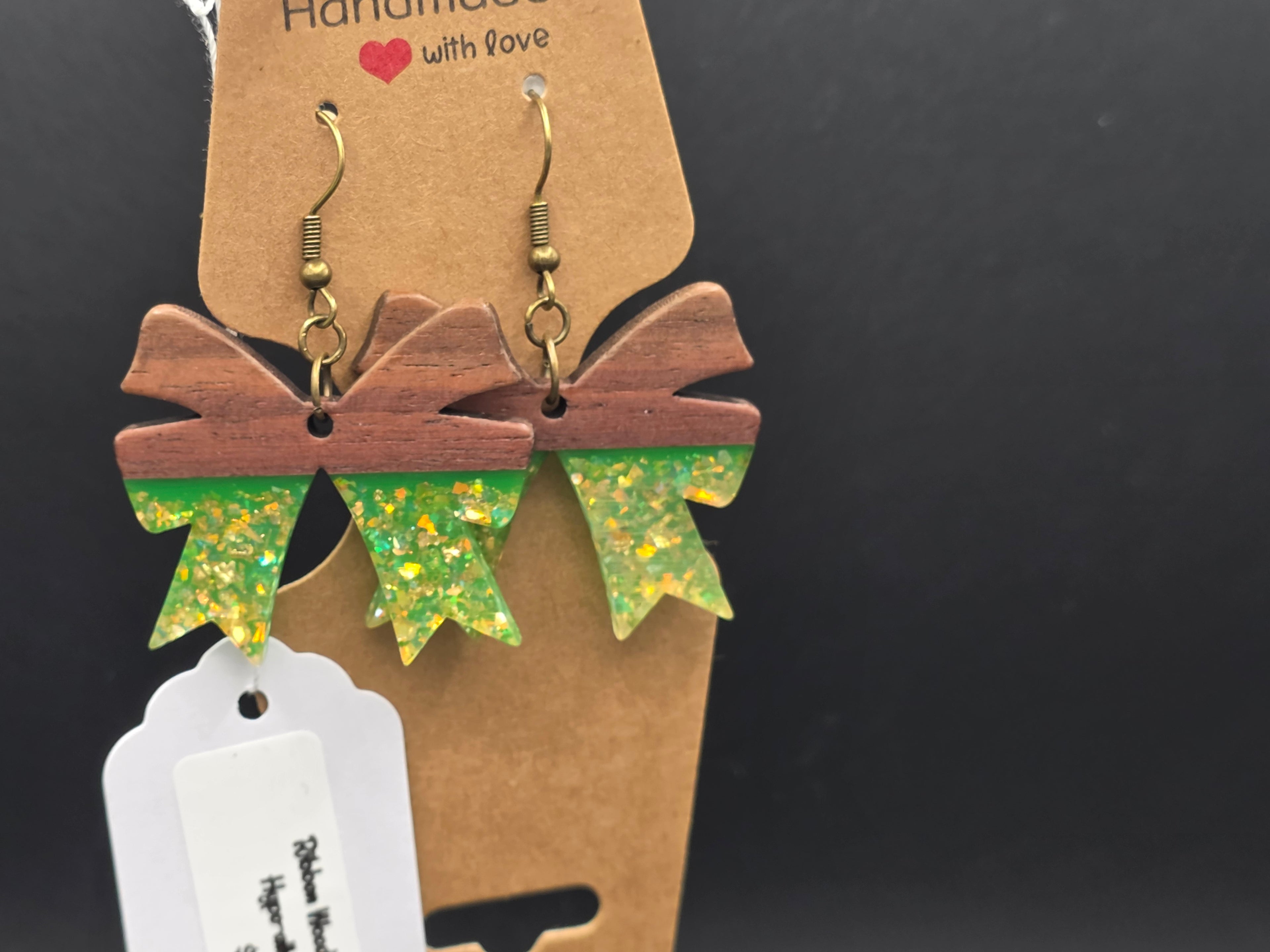Ribbon Wood/resin Earrings
